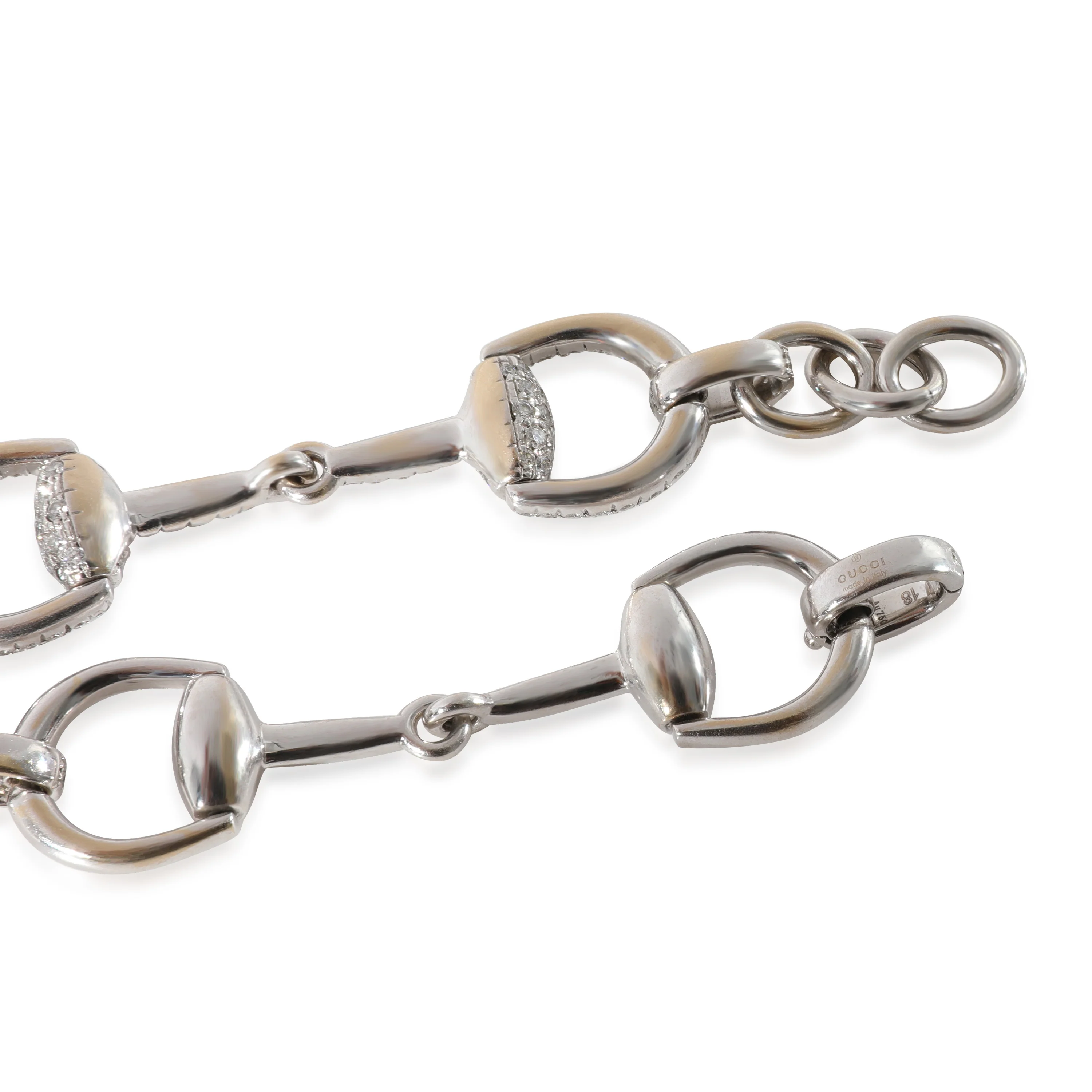 Gucci Diamond Horsebit Bracelet in 18k White Gold 2.33 CTW - Image 4