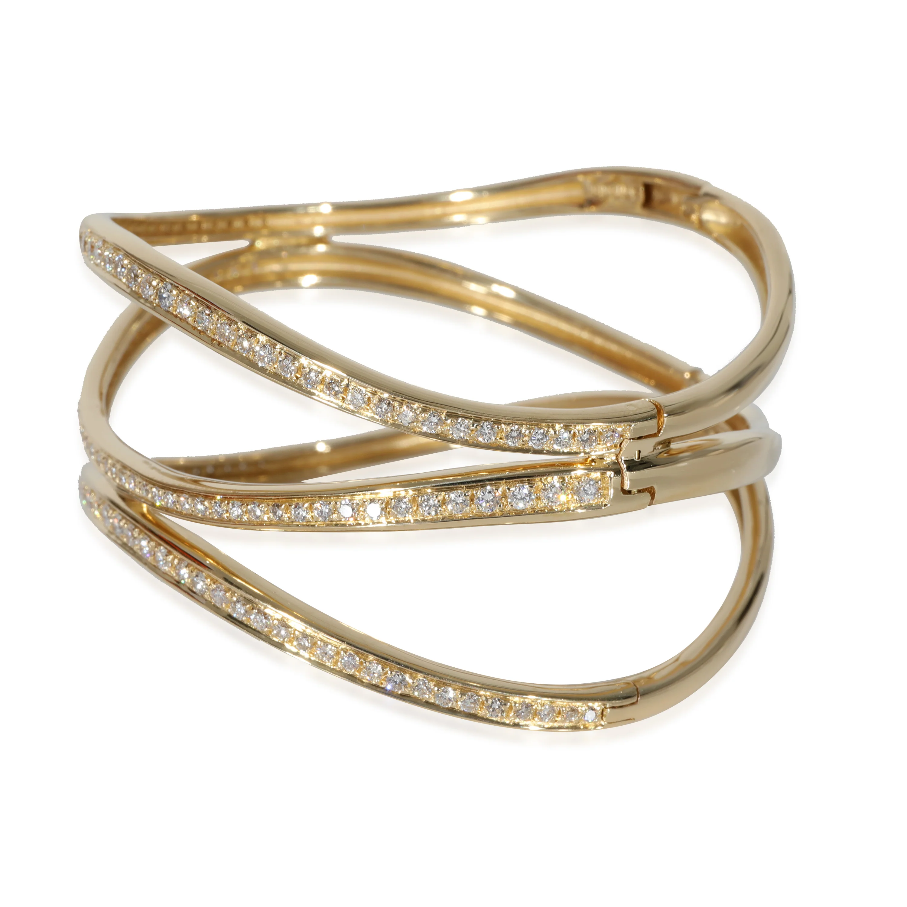 Antonini Open Diamond Wave Bangle in 18k Yellow Gold 2.50 CTW - Image 2