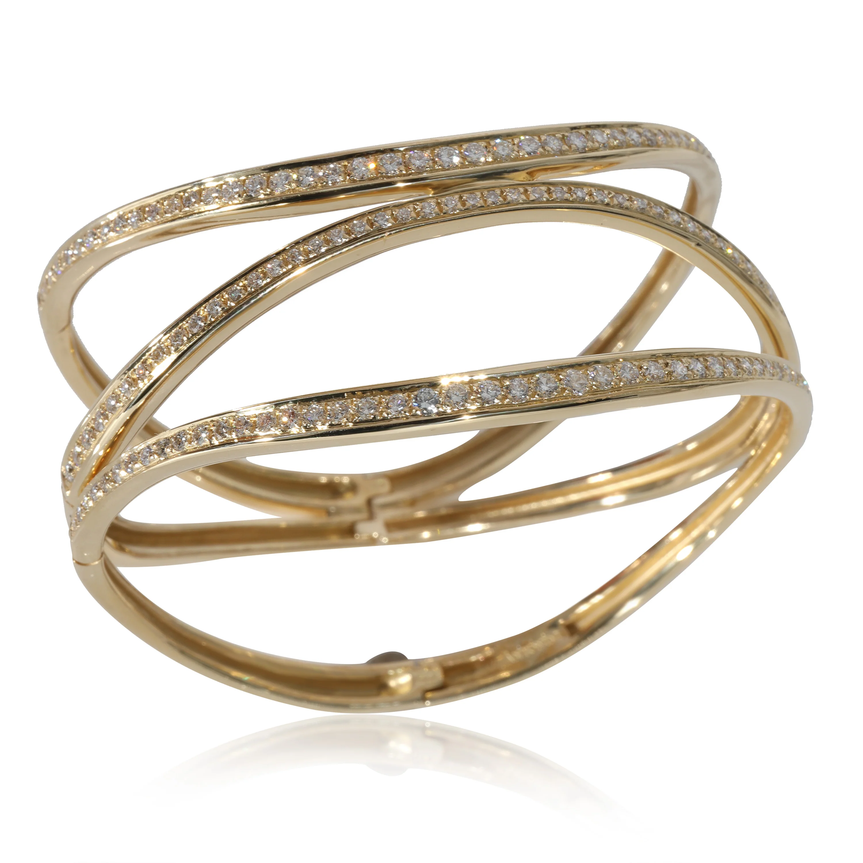 Antonini Open Diamond Wave Bangle in 18k Yellow Gold 2.50 CTW - Image 5