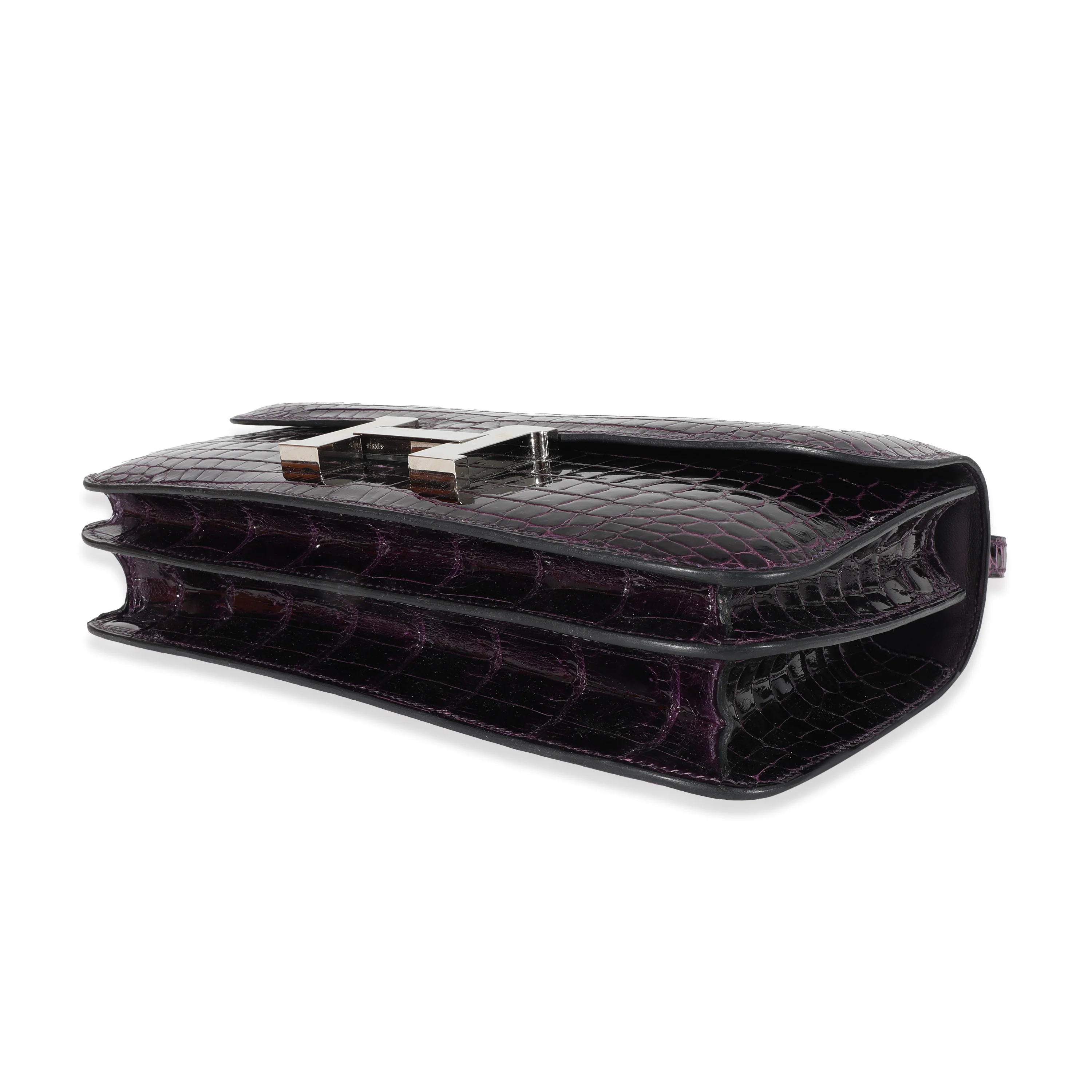 Hermes Amethyst Crocodile Niloticus Constance Elan 25 PHW - Image 7