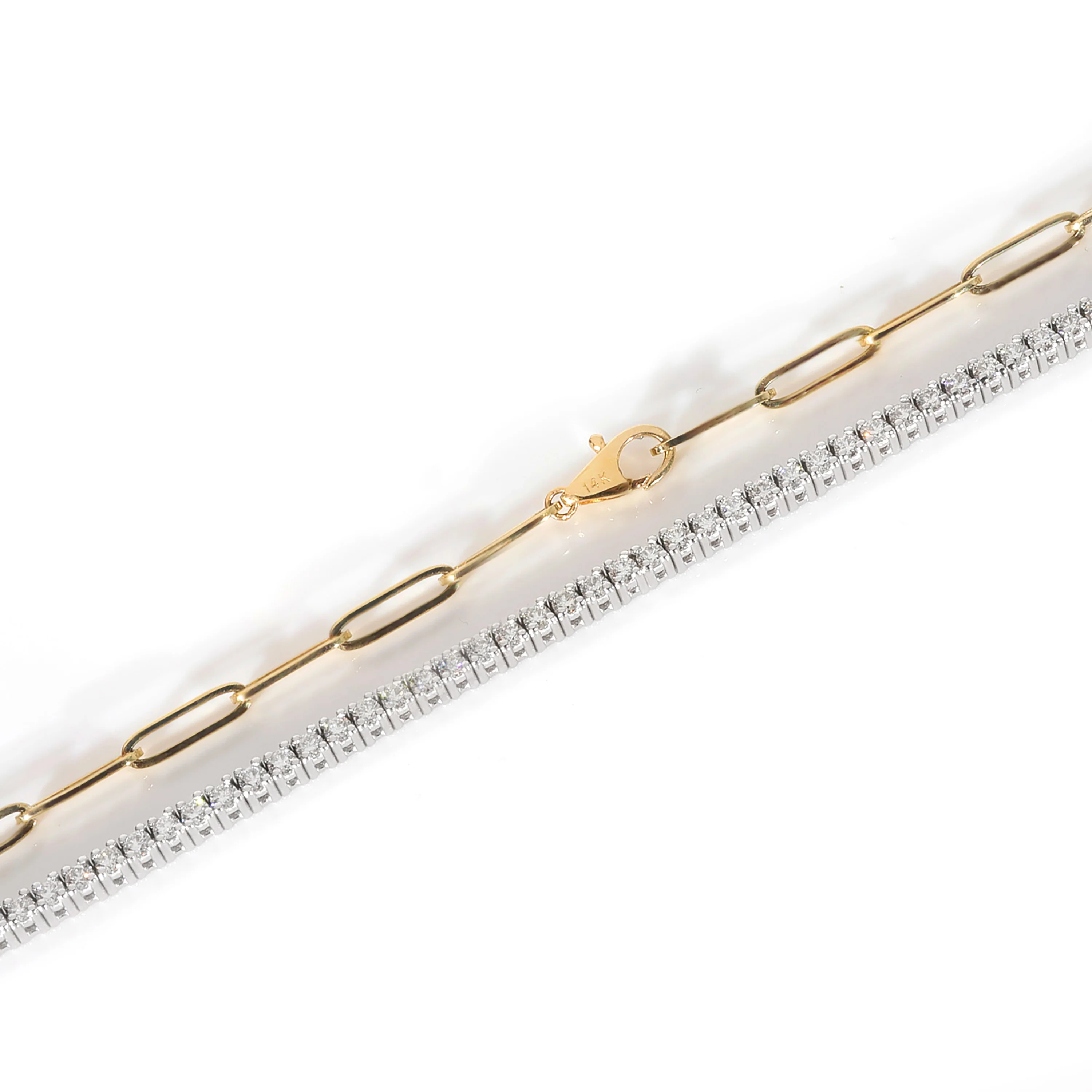 Paper Chain & Tennis Necklace in 14K Two Tone Gold 2 1/2 ctw - Image 3