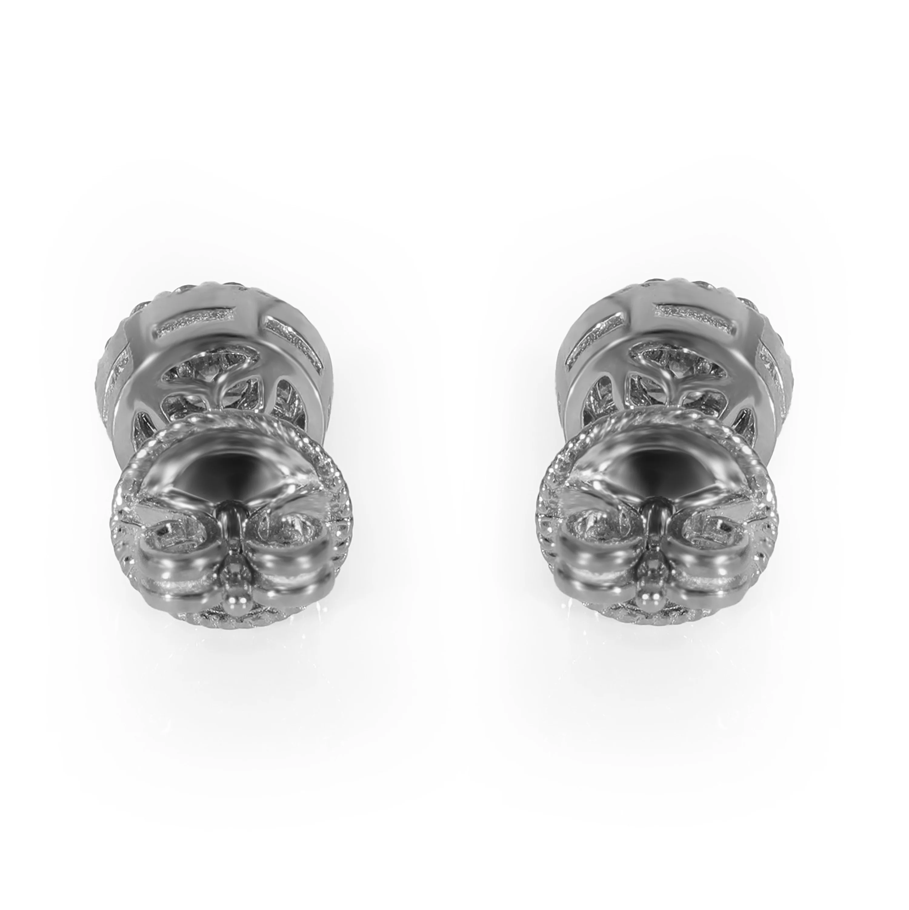 Diamond Halo Stud Earrings 14k White Gold 0.5 CTW - Image 3