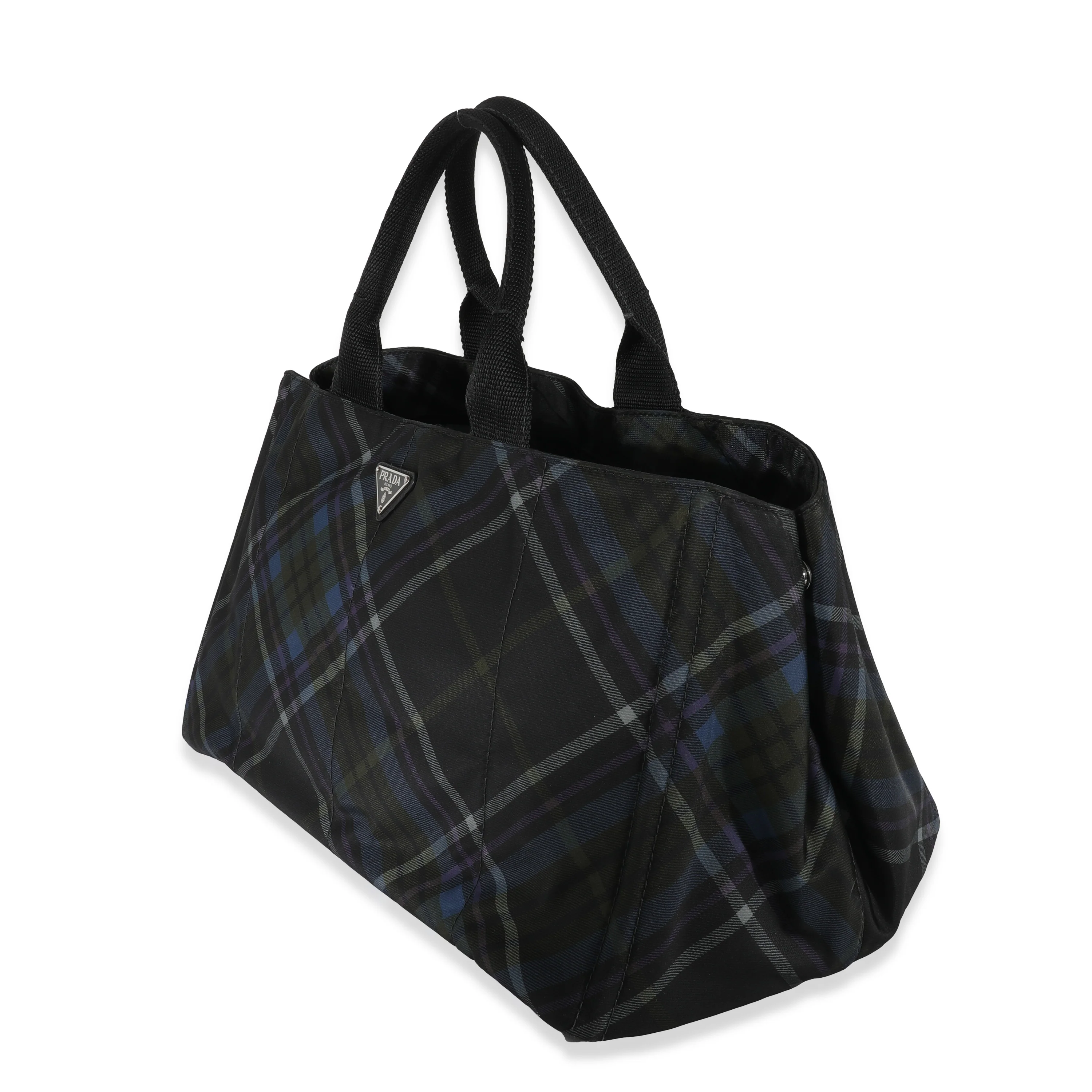 Prada Multicolor Check Tessuto Medium Canapa Tote - Image 2