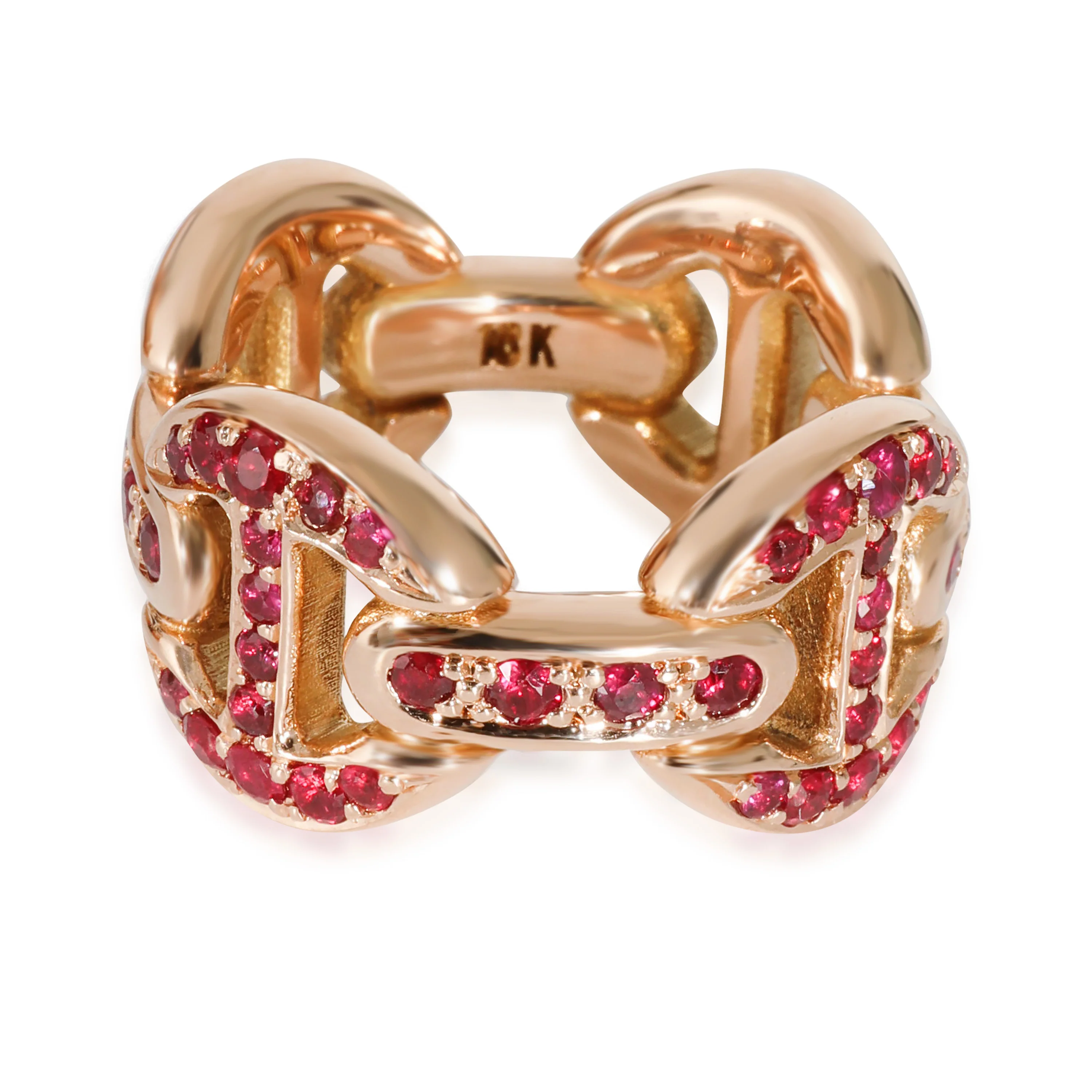 Hoorsenbuhs Antiquated Tri-Link Ring with Rubies in 18k Rose Gold - Image 3