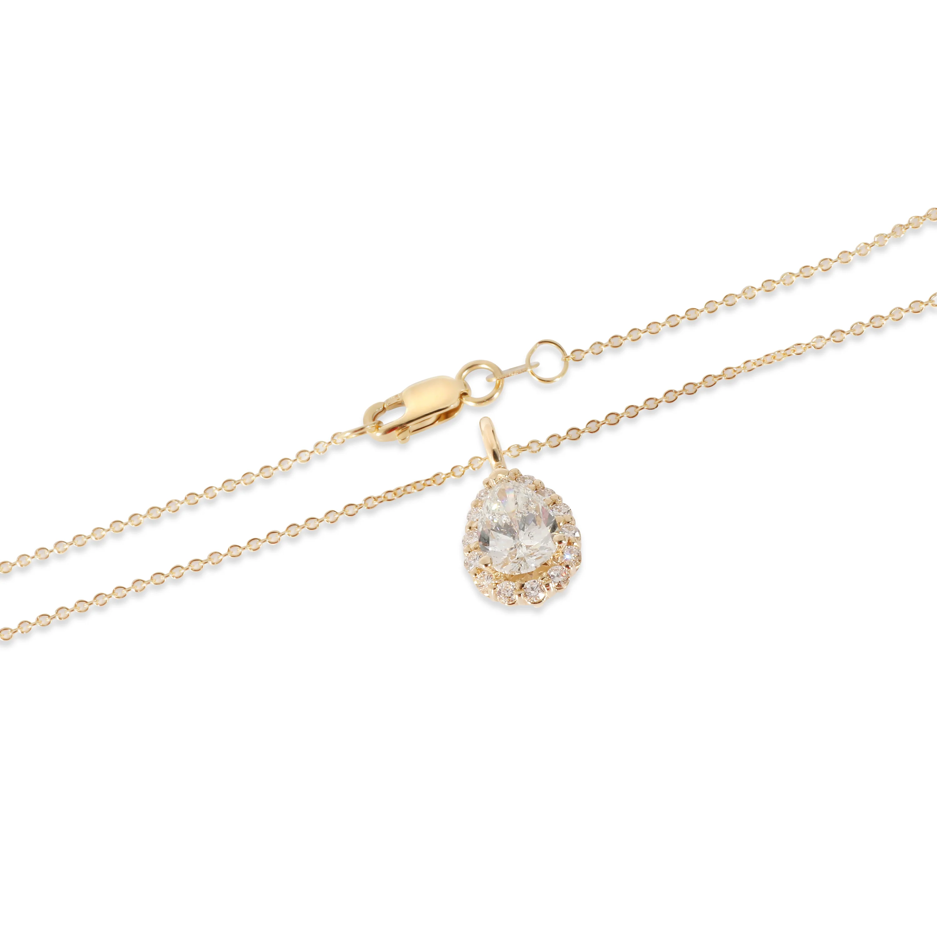 Pear Shaped Diamond Halo Necklace in 14K Yellow Gold (1.25 CTW) - Image 2