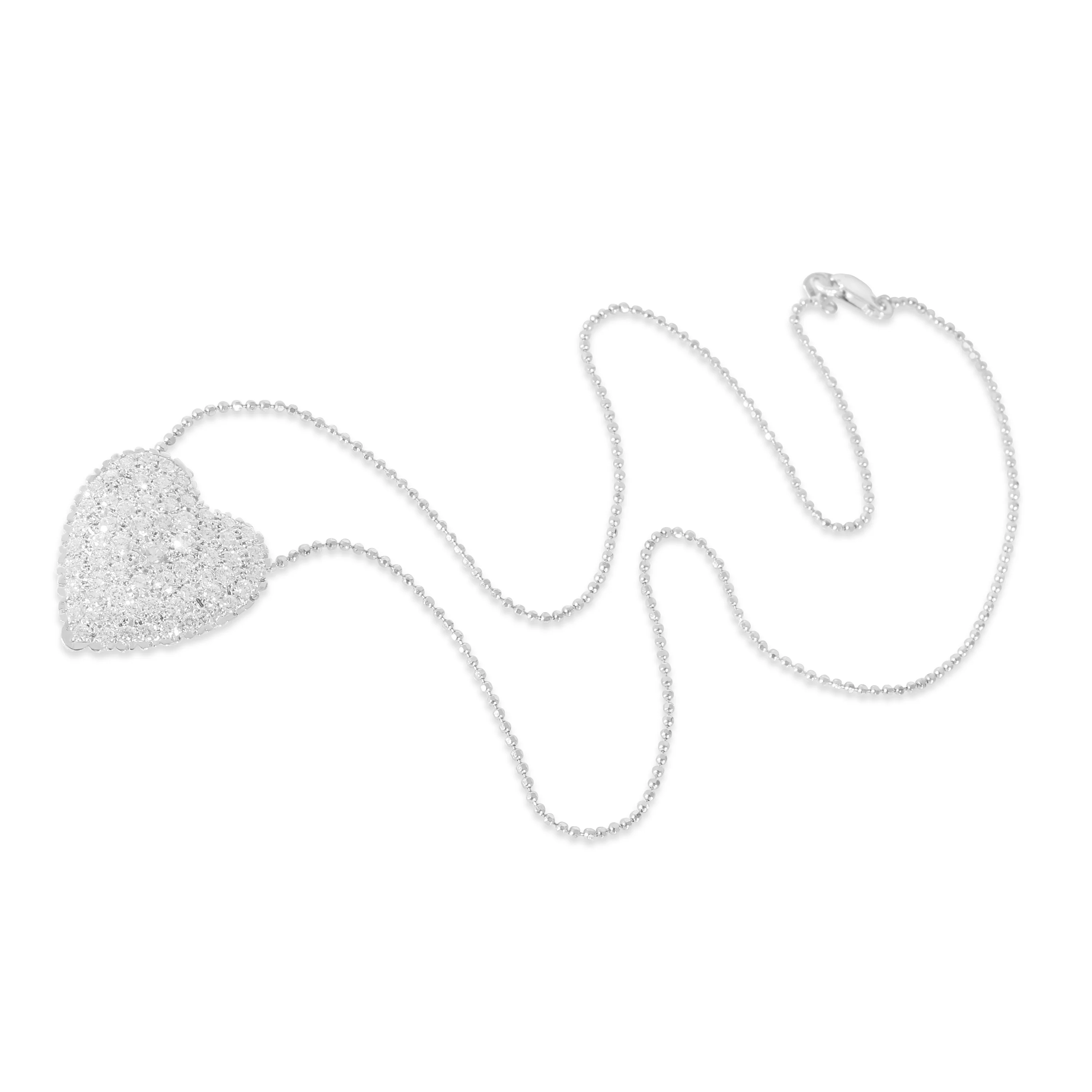 Diamond Heart Shaped Pendant in 14K White Gold, 2.5 CTW - Image 3