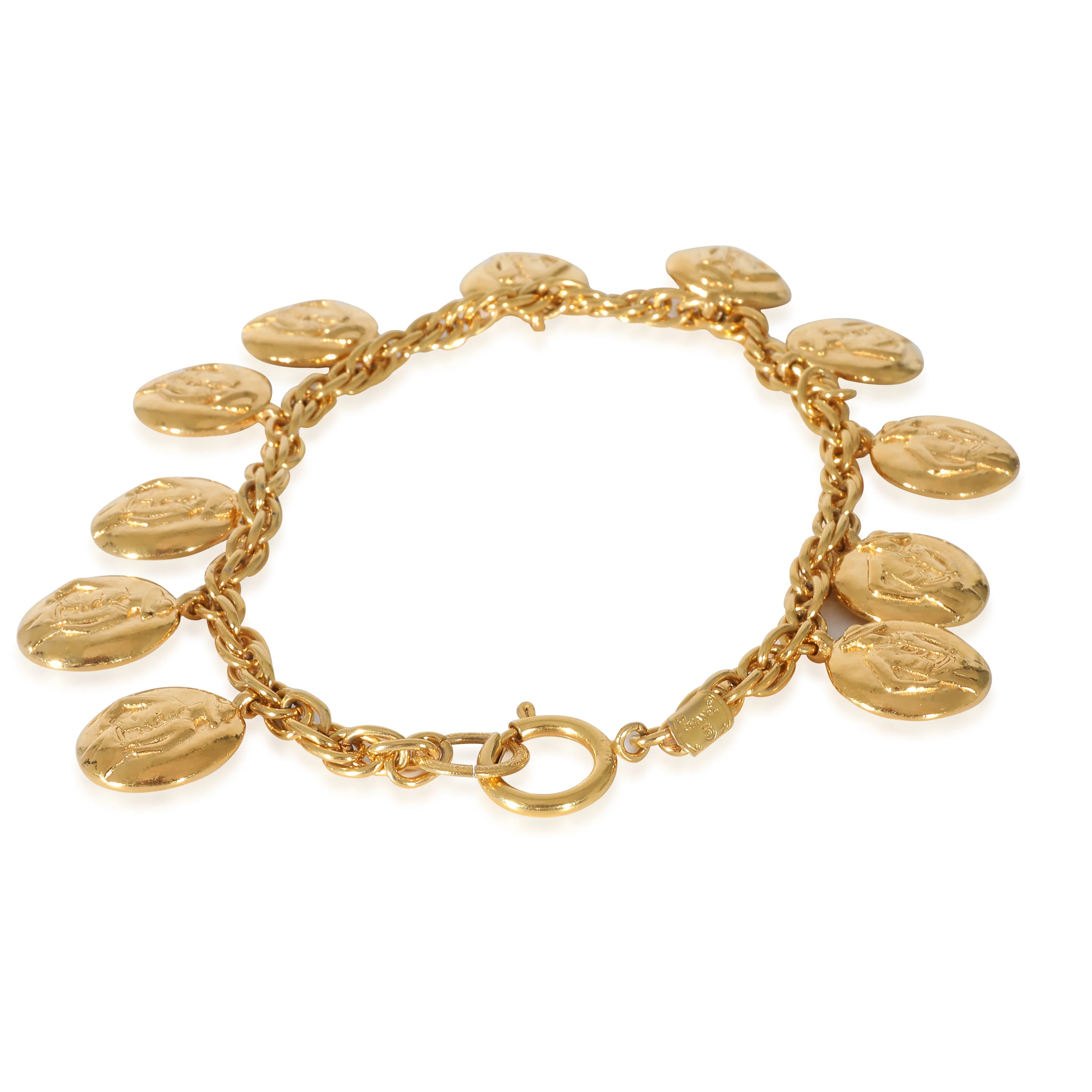 Vintage Gold Toned Chanel Mademoiselle 11 Charm Choker Necklace - Image 3