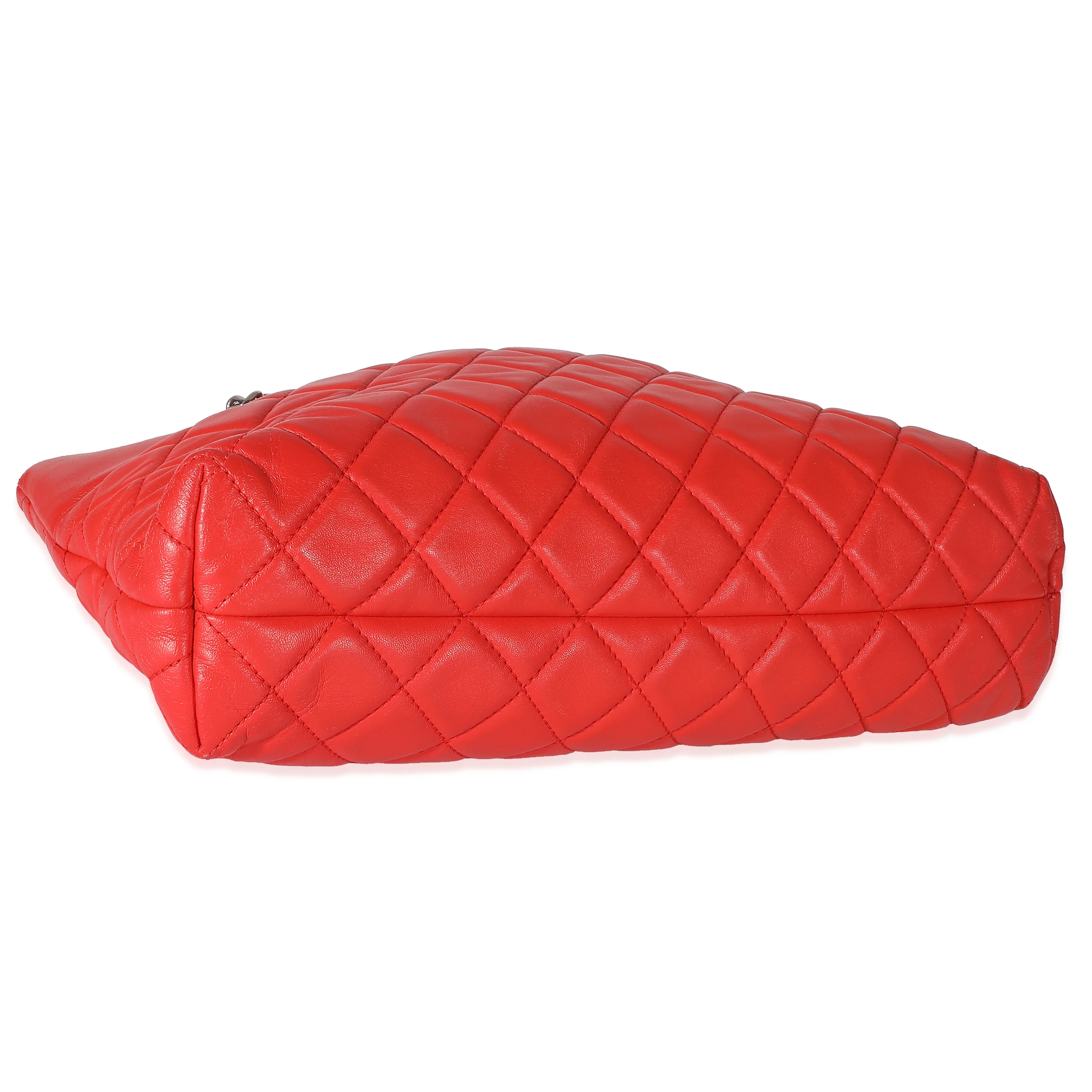 Chanel Red Lambskin CC Front Pocket Chain Tote - Image 6
