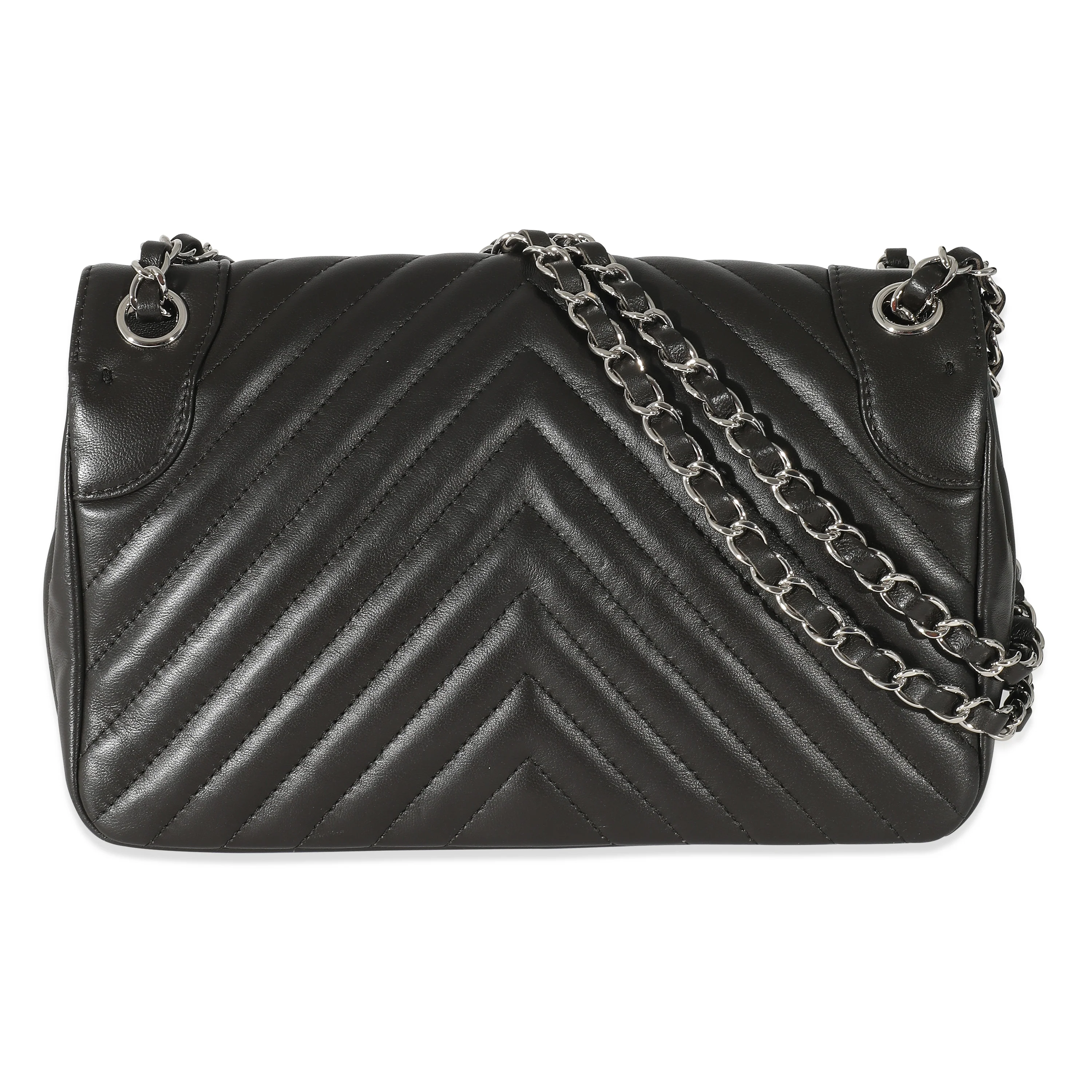 Chanel Black Chevron Lambskin Round CC Chain Flap Bag - Image 3