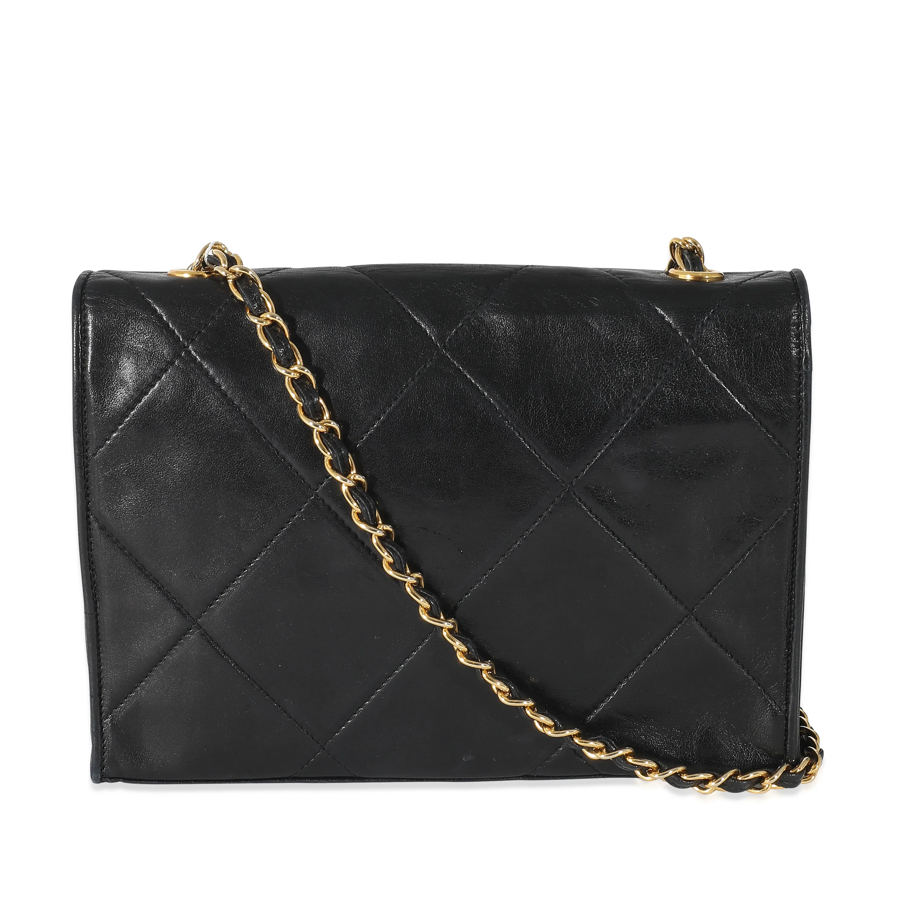 Chanel Vintage Black Lambskin CC Stitch Flap Bag - Image 3