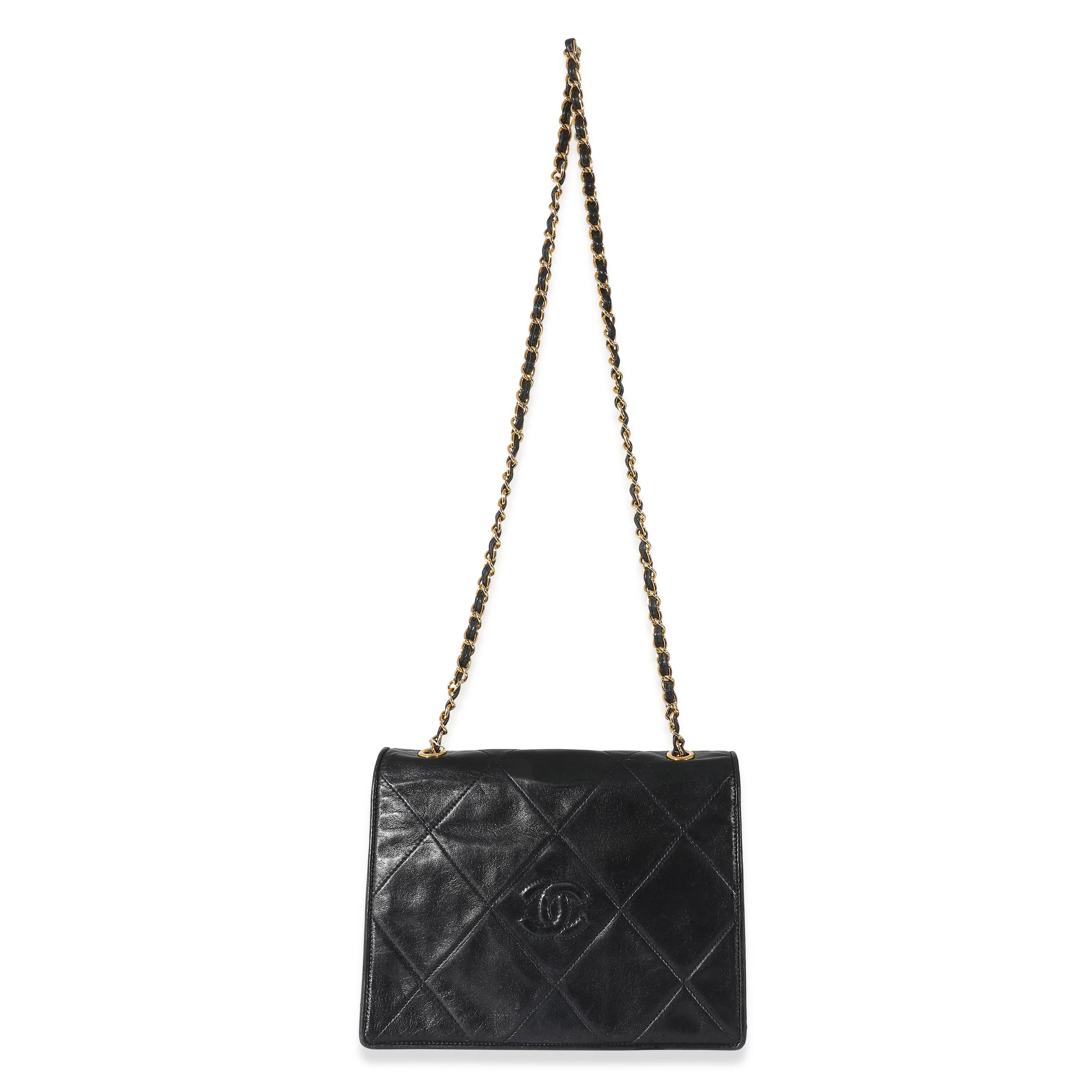 Chanel Vintage Black Lambskin CC Stitch Flap Bag - Image 4
