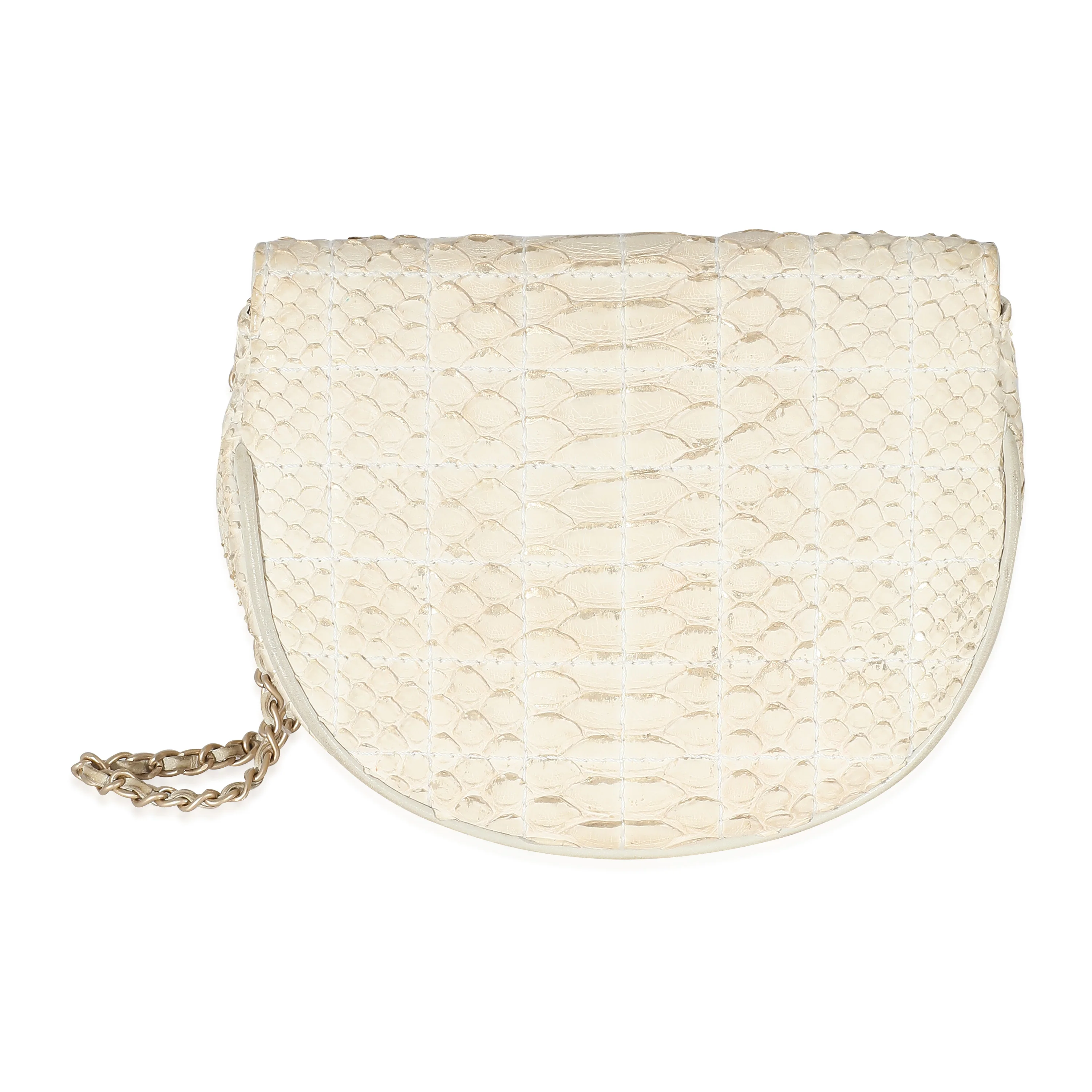 Chanel Off White Python Oyster Clutch - Image 3