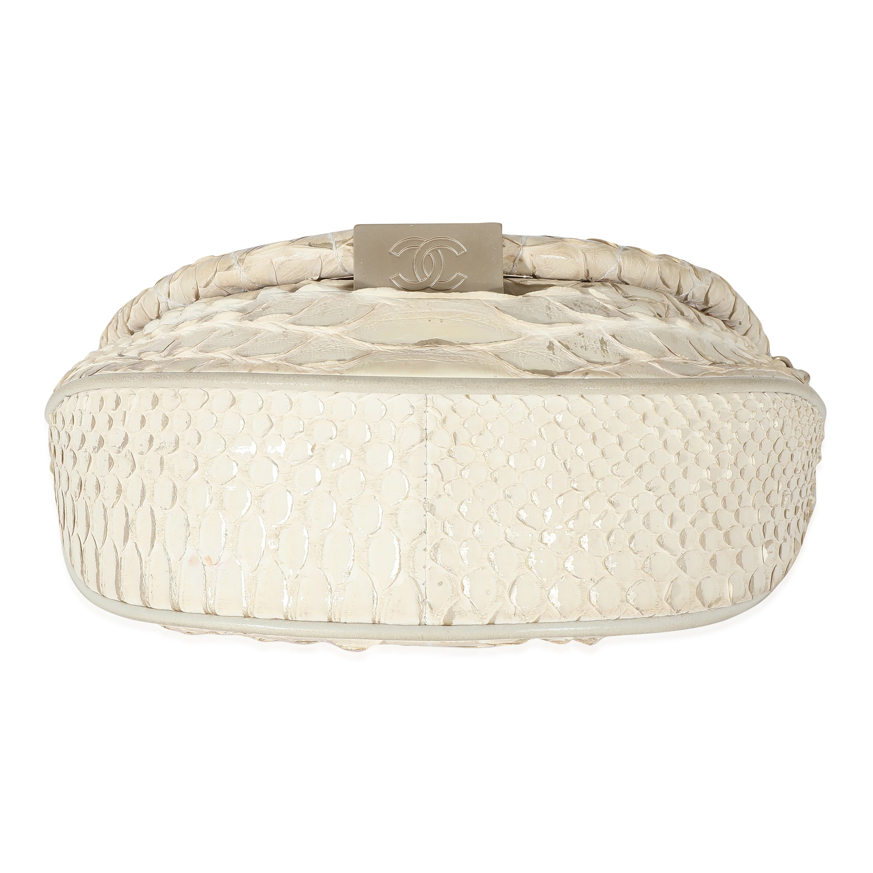 Chanel Off White Python Oyster Clutch - Image 5