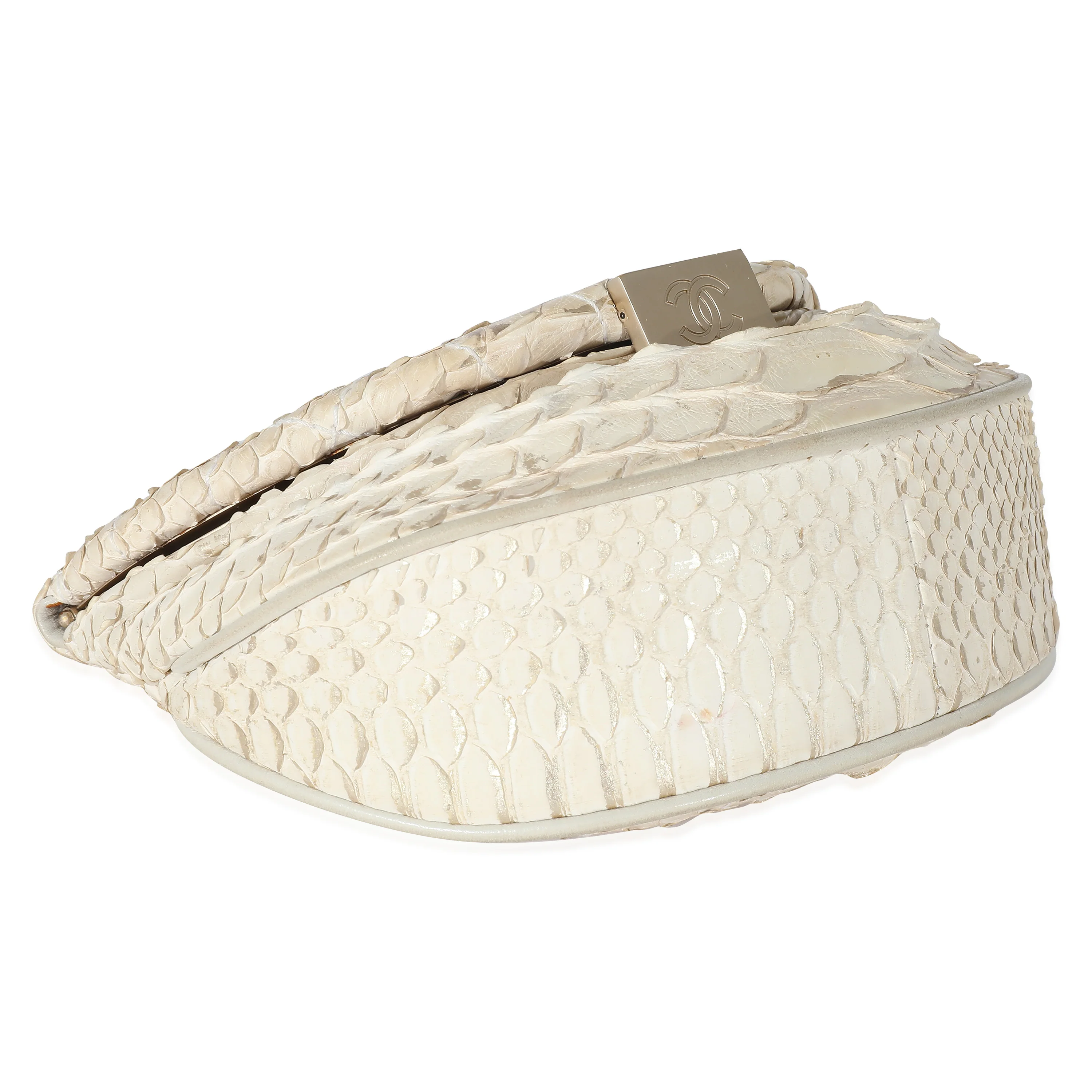 Chanel Off White Python Oyster Clutch - Image 6