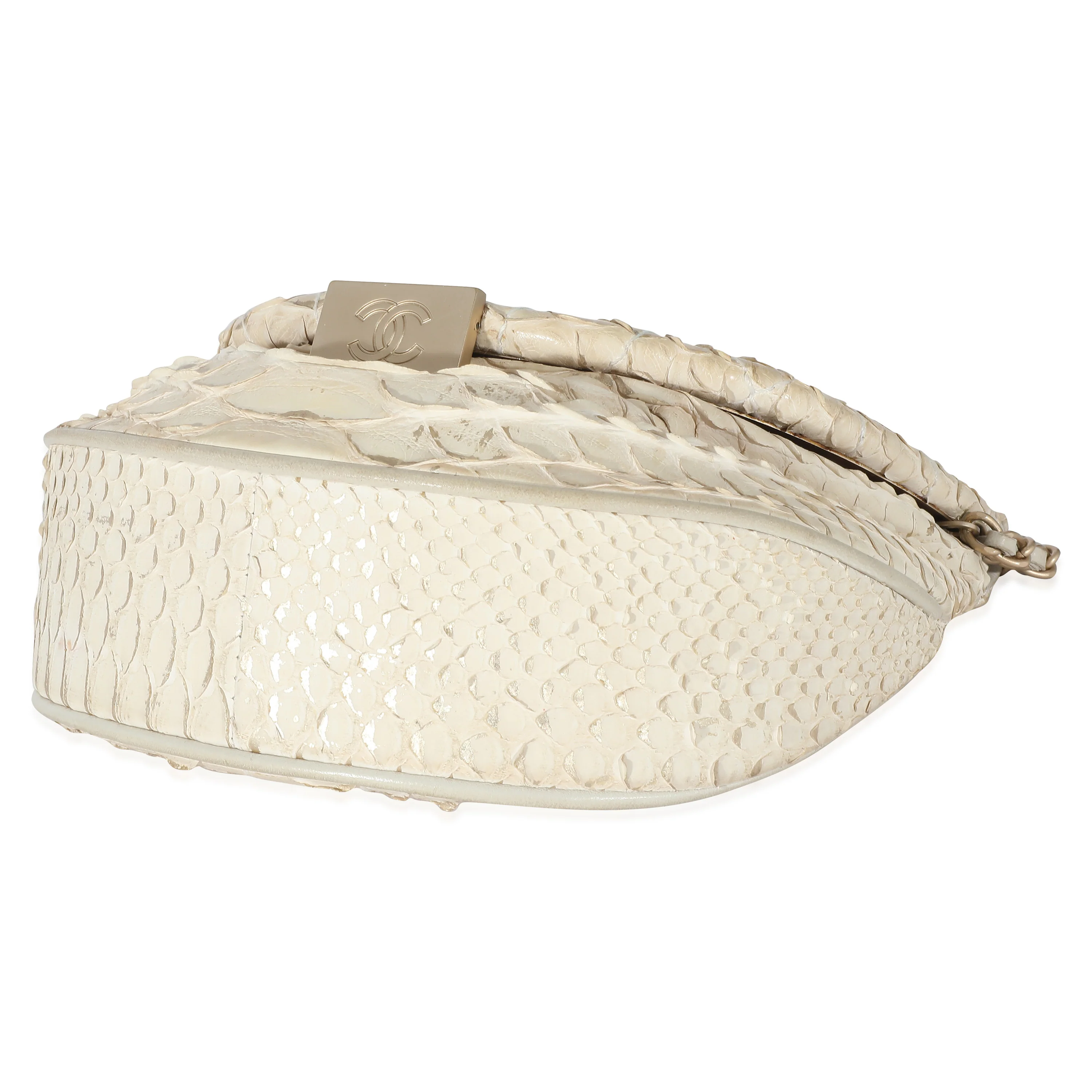 Chanel Off White Python Oyster Clutch - Image 7