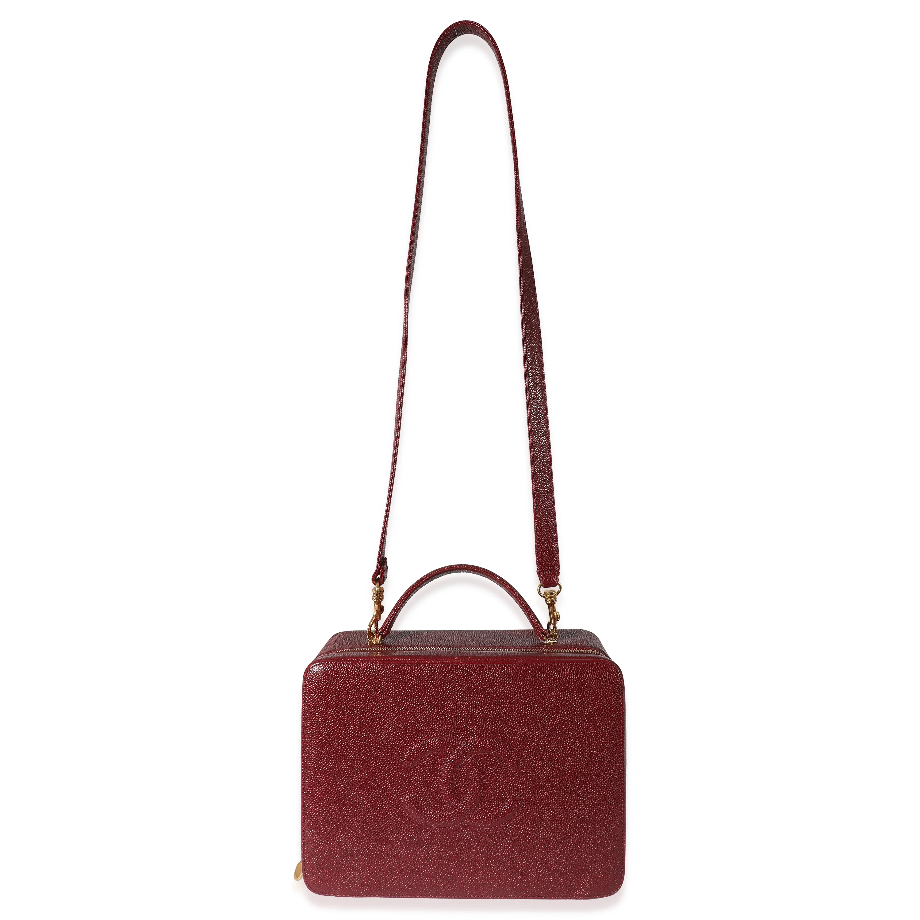 Chanel Vintage Burgundy Caviar CC Top Handle Vanity Case - Image 4