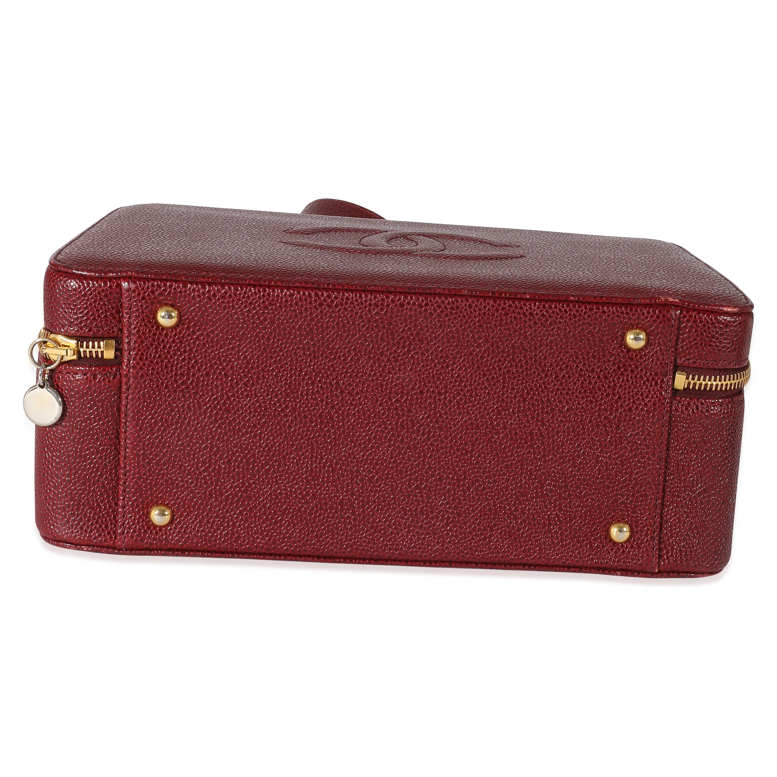 Chanel Vintage Burgundy Caviar CC Top Handle Vanity Case - Image 5