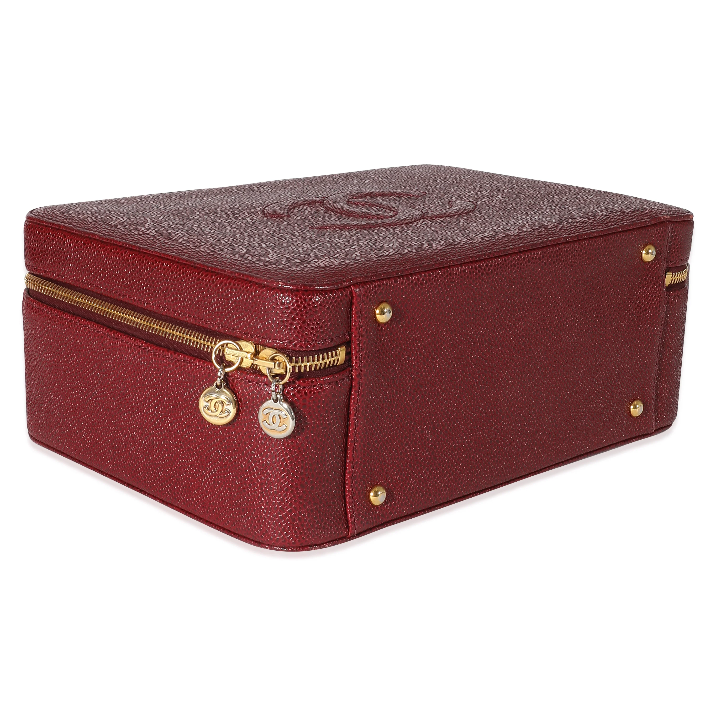Chanel Vintage Burgundy Caviar CC Top Handle Vanity Case - Image 6