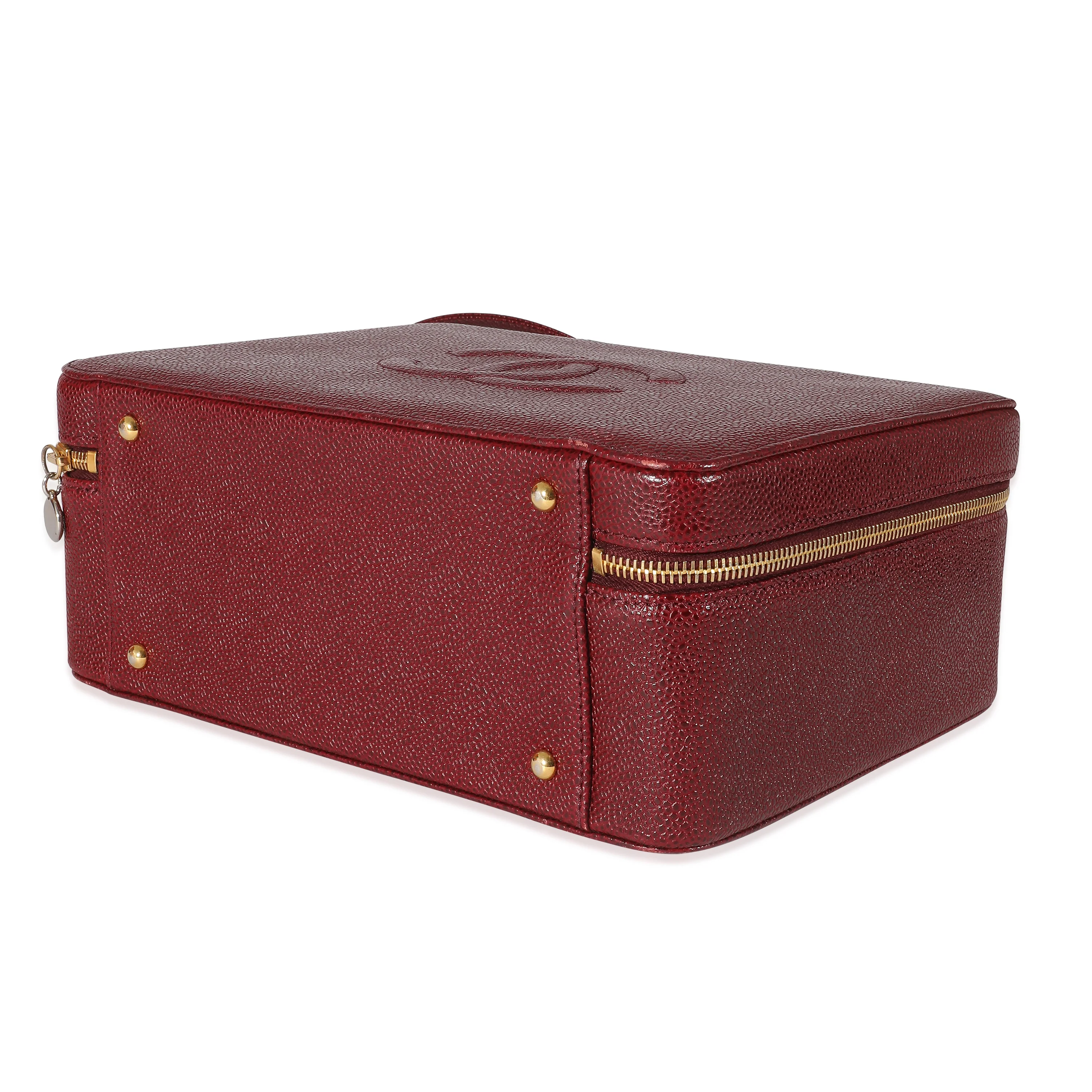 Chanel Vintage Burgundy Caviar CC Top Handle Vanity Case - Image 7