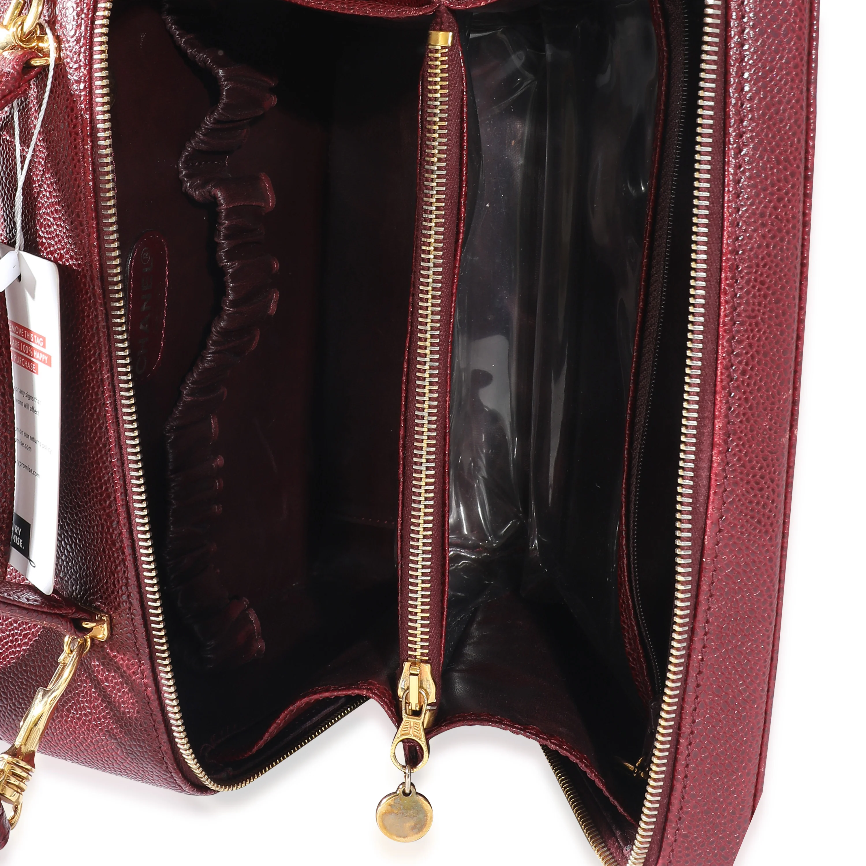 Chanel Vintage Burgundy Caviar CC Top Handle Vanity Case - Image 8