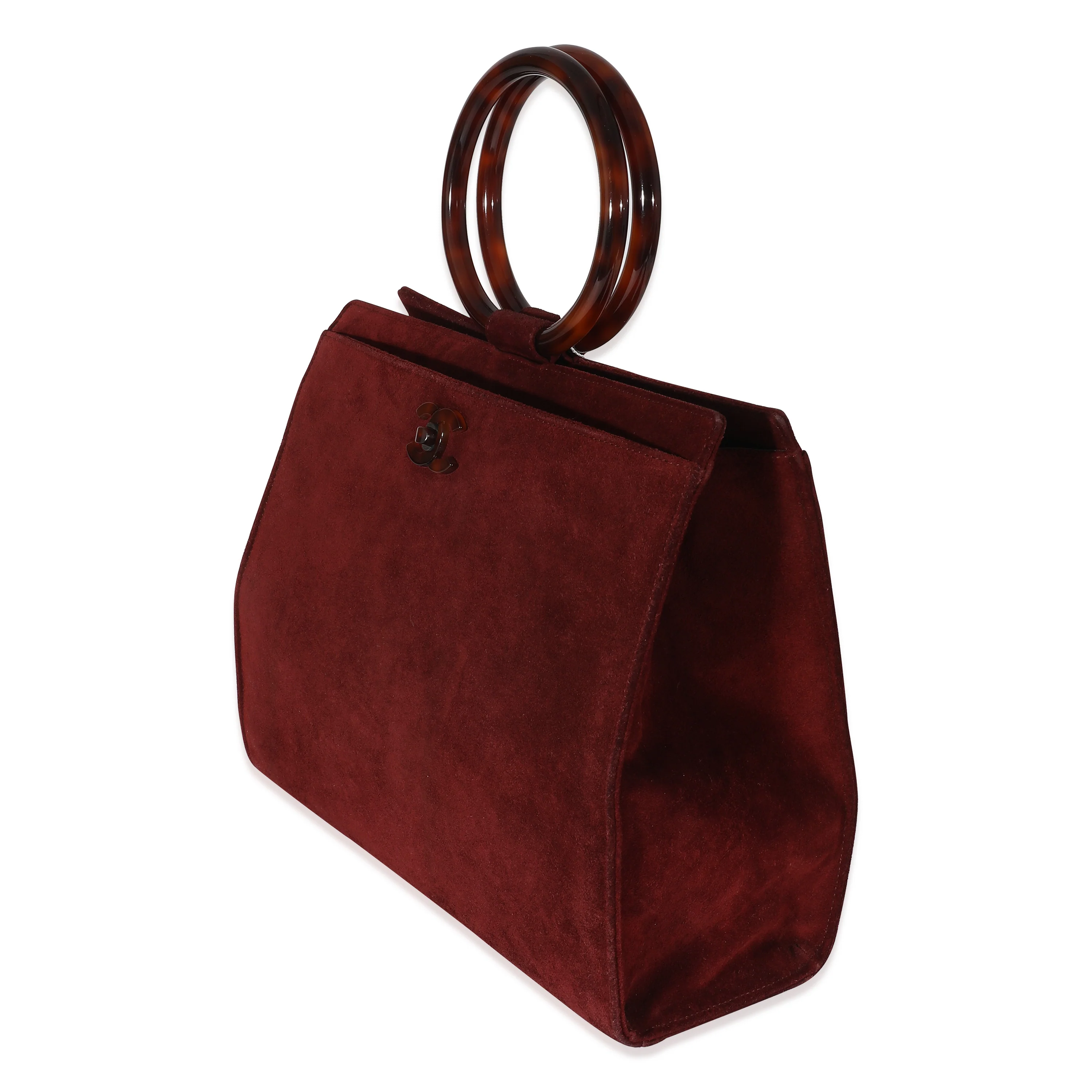 Chanel Red Suede Ring Top Handle Bag - Image 2