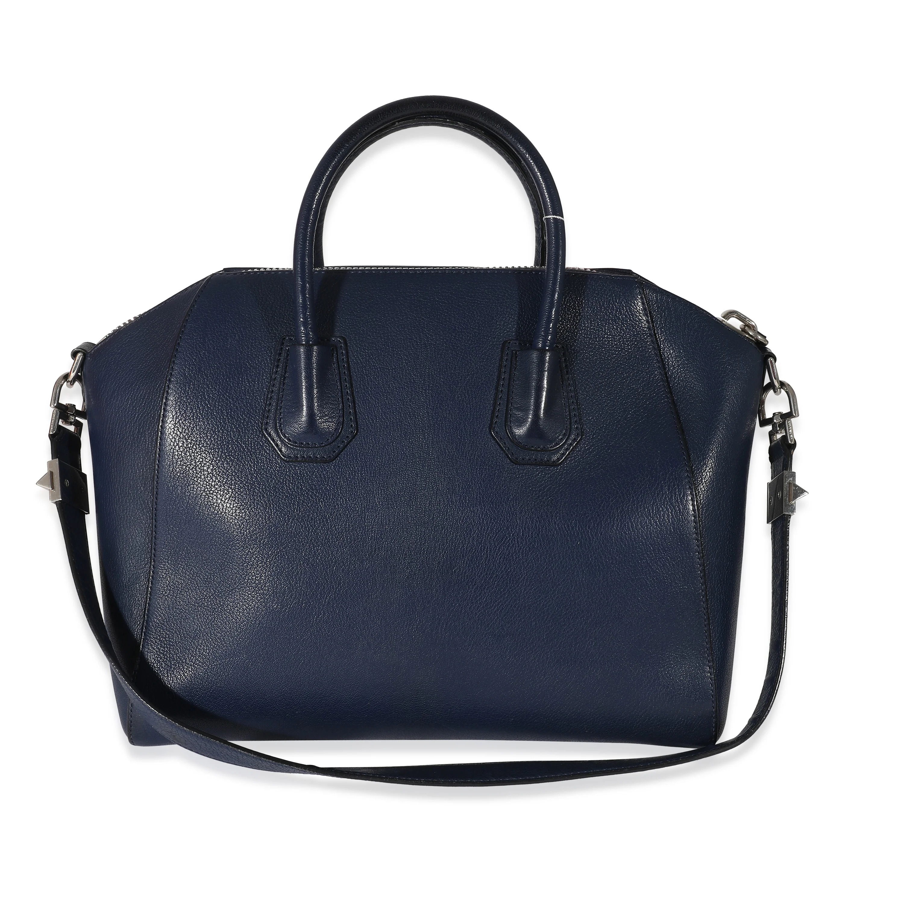 Givenchy Navy Blue Grained Leather Medium Antigona Bag - Image 3
