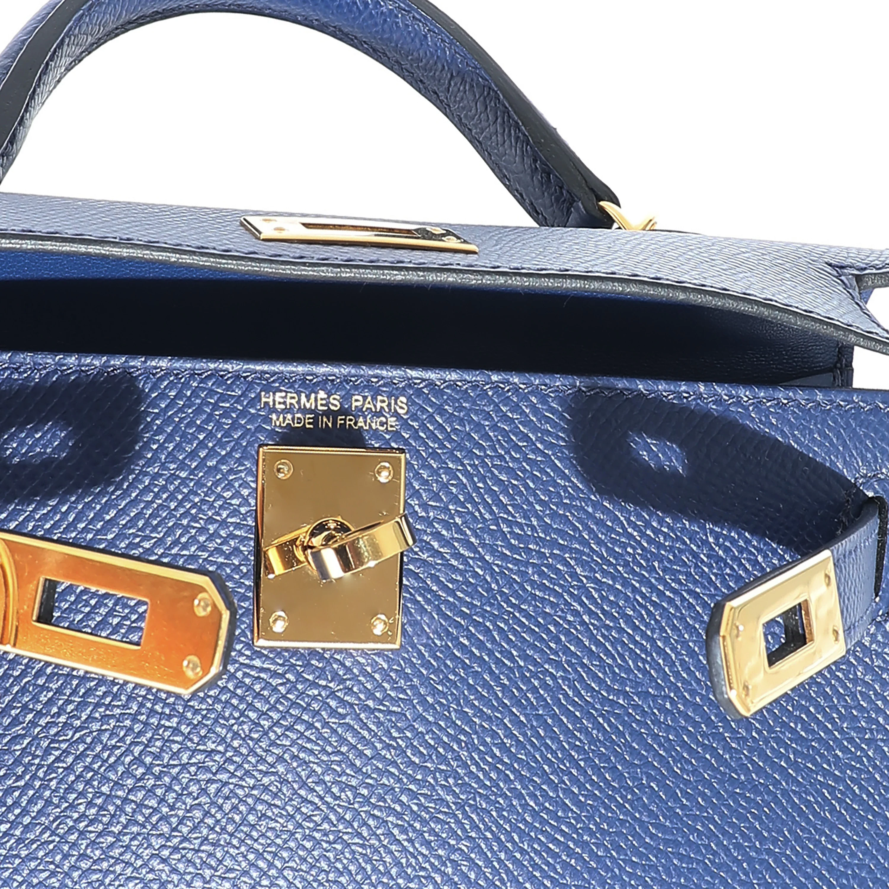 Hermès Epsom Bleu Saphir Mini Kelly II 20 GHW - Image 9