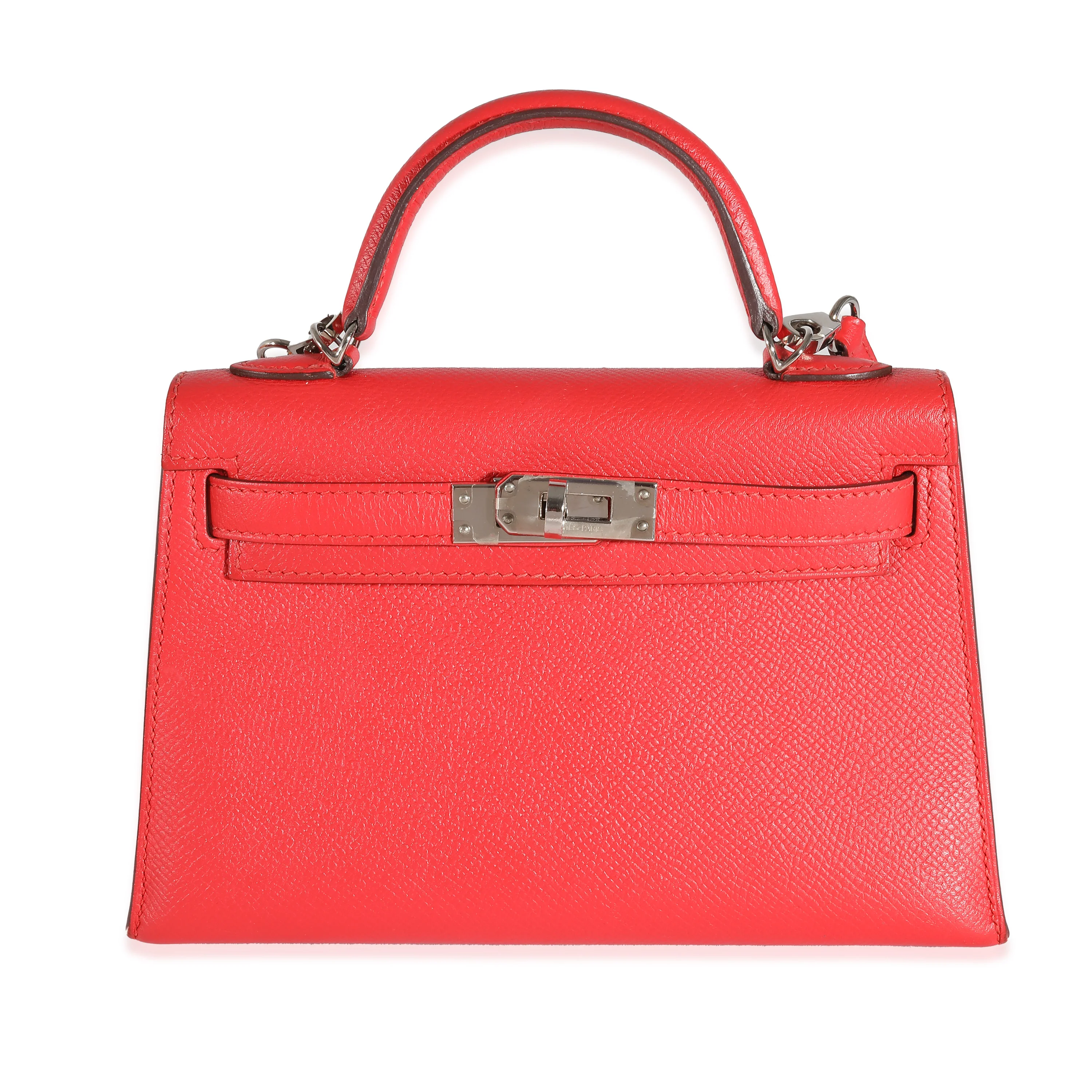 Hermès Rouge Tomate Epsom Mini Kelly II 20 PHW