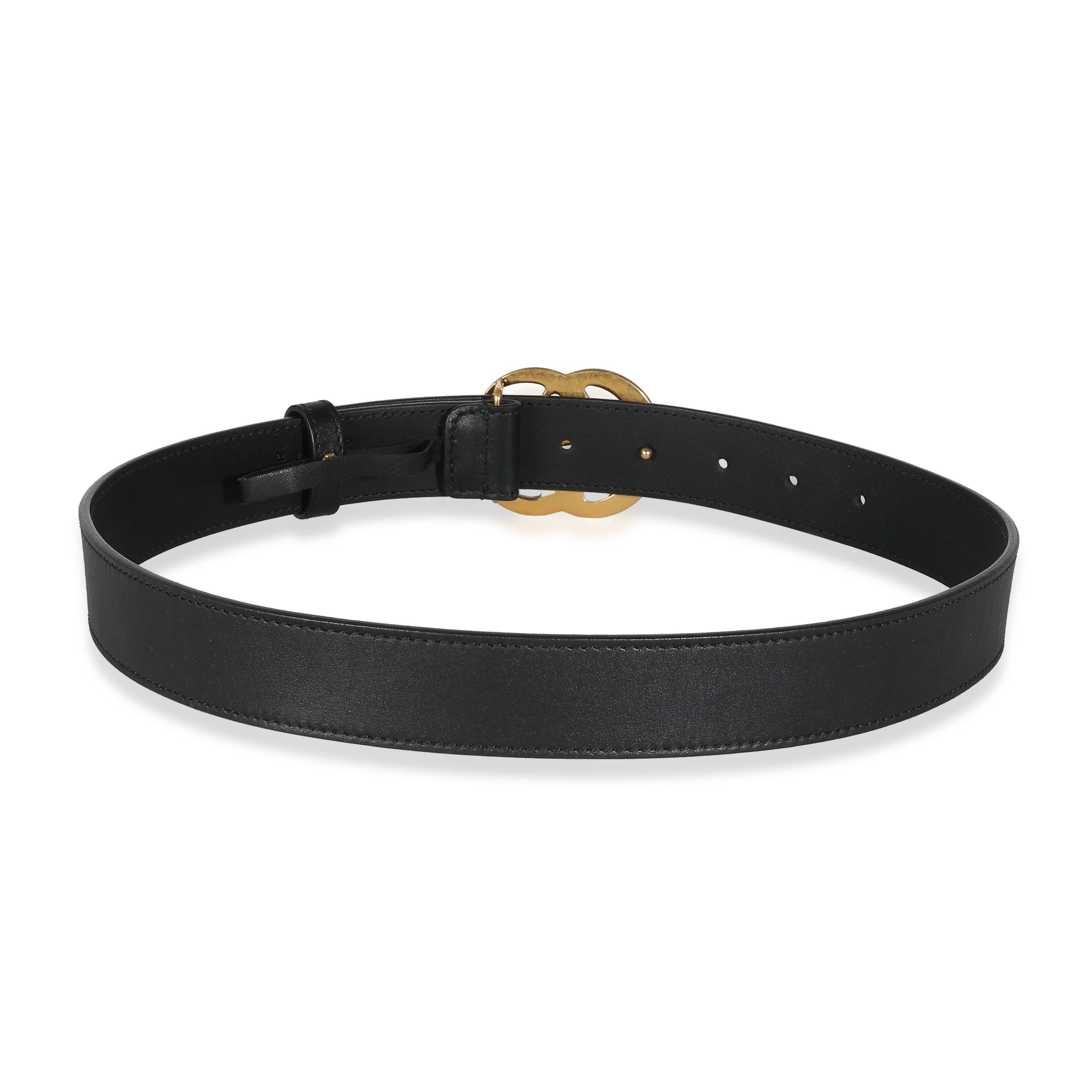 Black Leather Double G Belt 70/28 - Image 3
