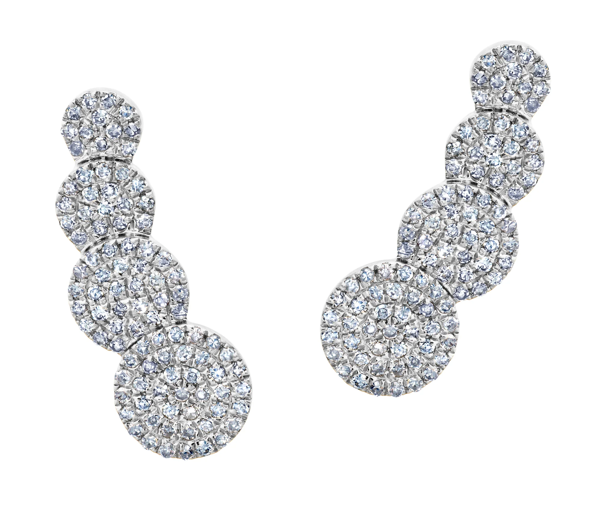 Graziela Diamond Disc Climber Earrings in 18k White Gold 0.34 CTW