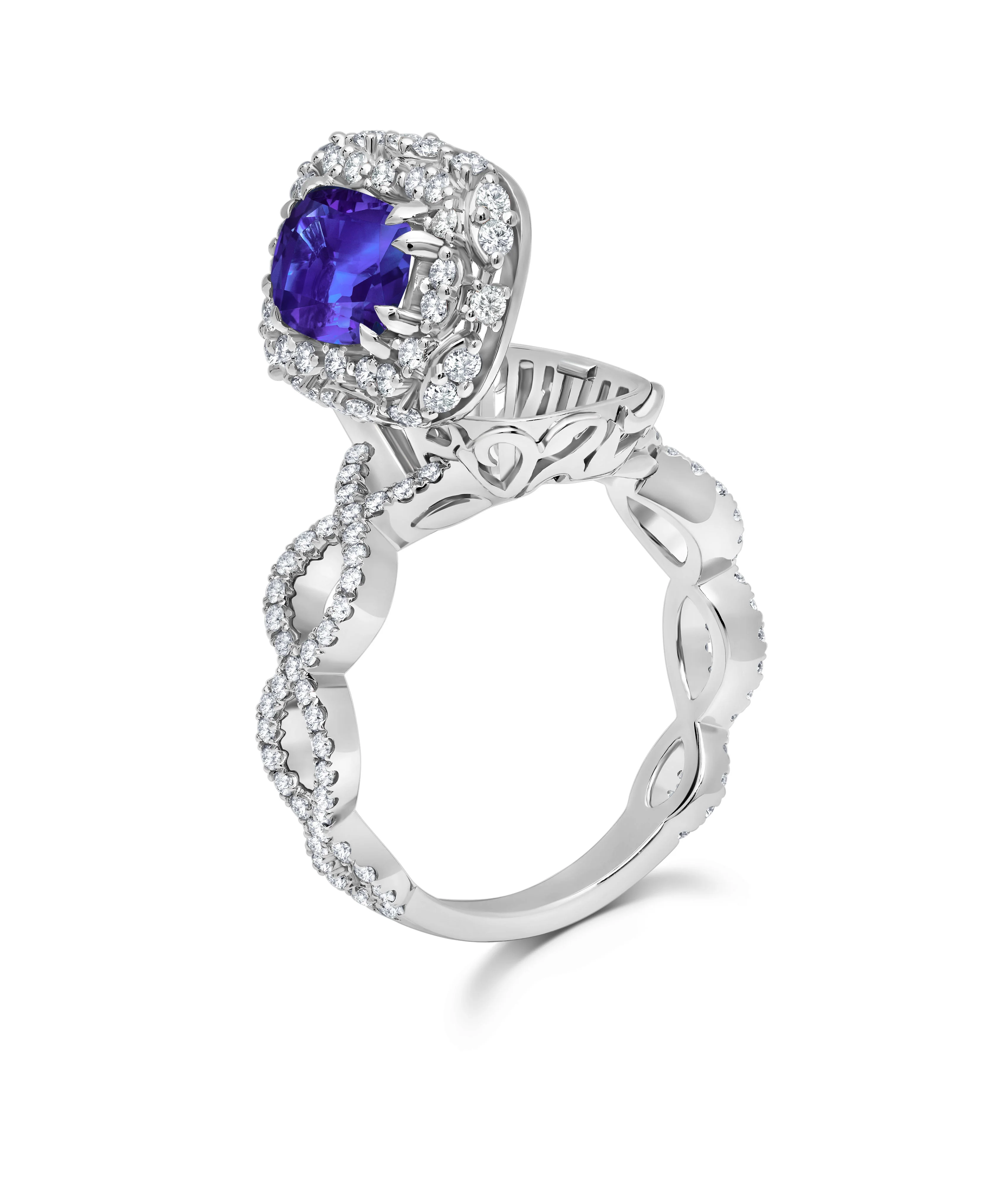 Tanzanite Ring in 18k White Gold Purple 0.72 CTW - Image 3