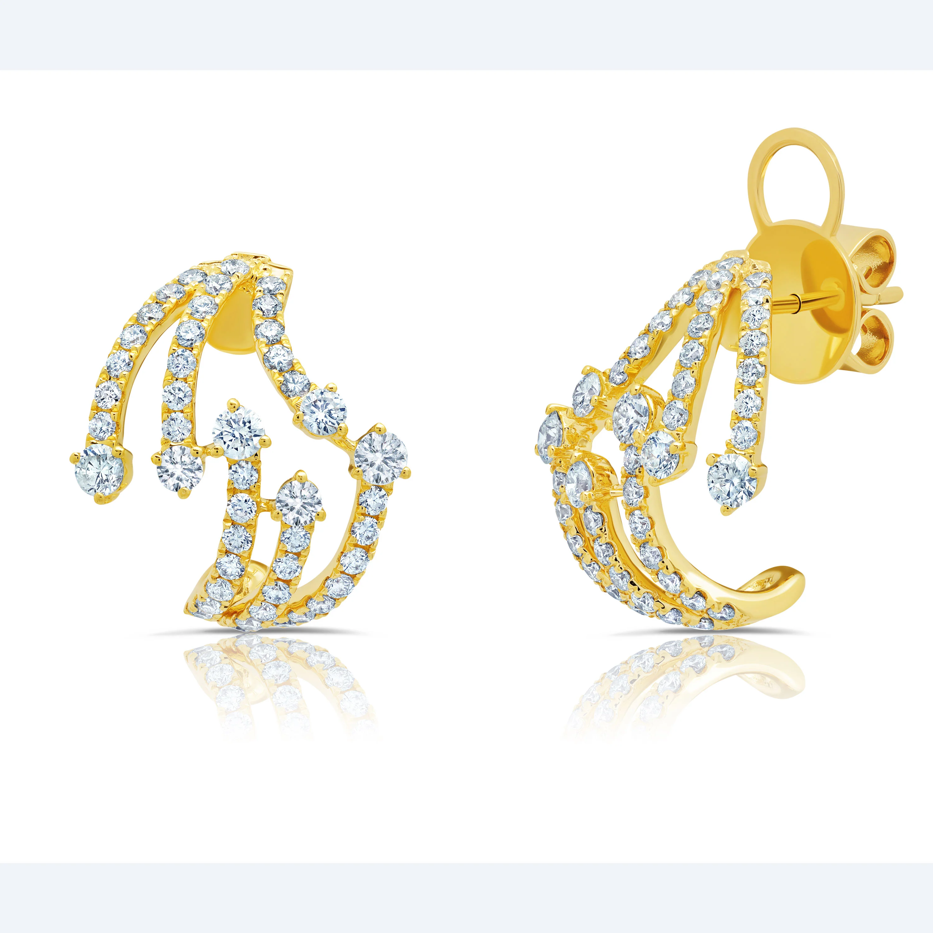 Graziela Diamond J Hoop in 18k Yellow Gold 1.54 CTW