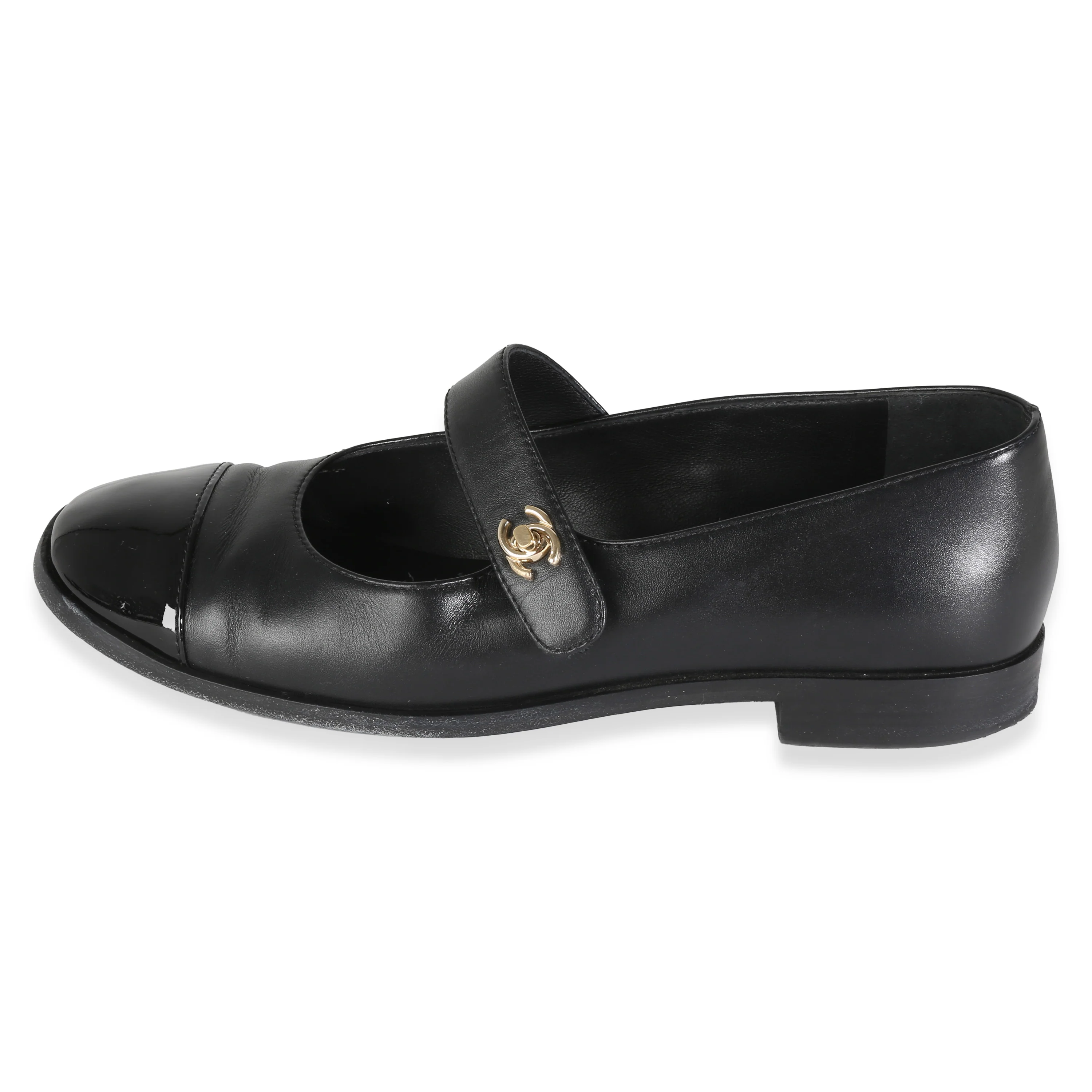 24P Black Lambskin Interlocking CC Mary Janes 38.5 - Image 5