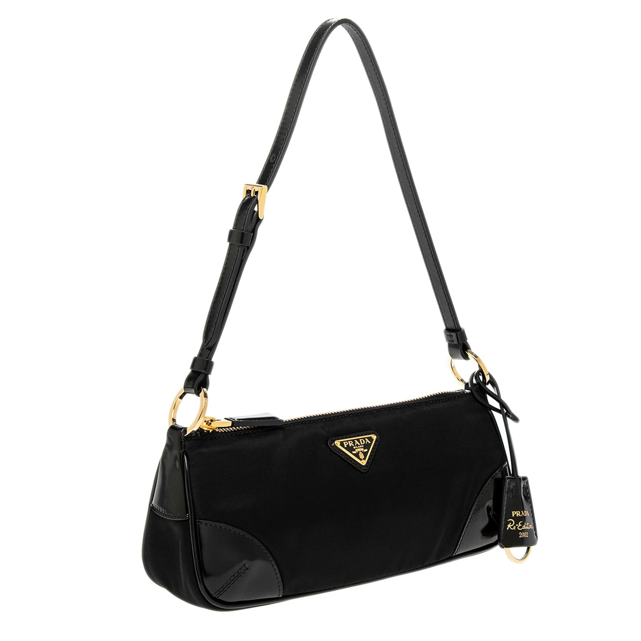 Black Re-Nylon Brushed Leather Re-Edition 2002 Shoulder Bag - Image 2