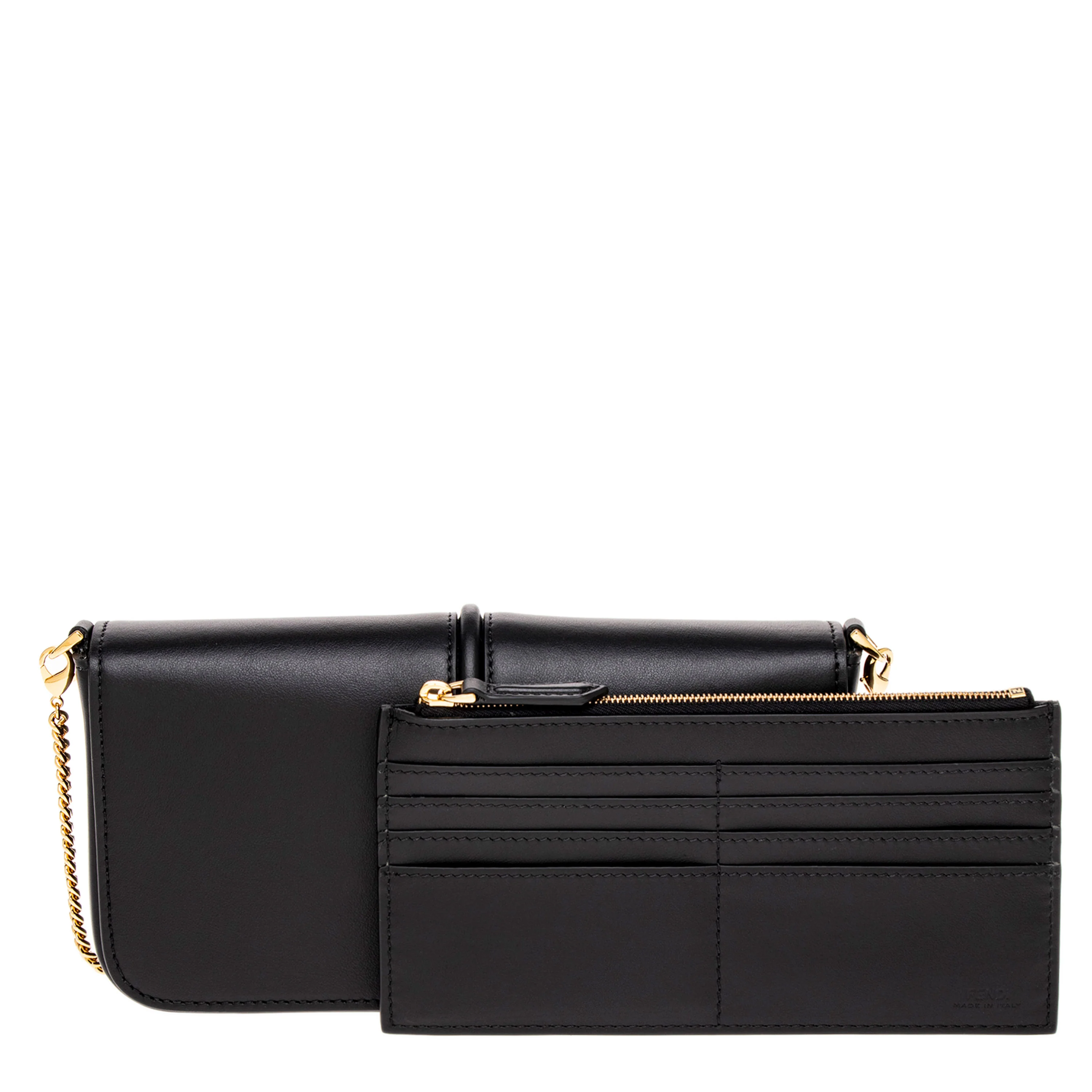 Black Leather Fendigraphy Wallet On Chain - Image 3