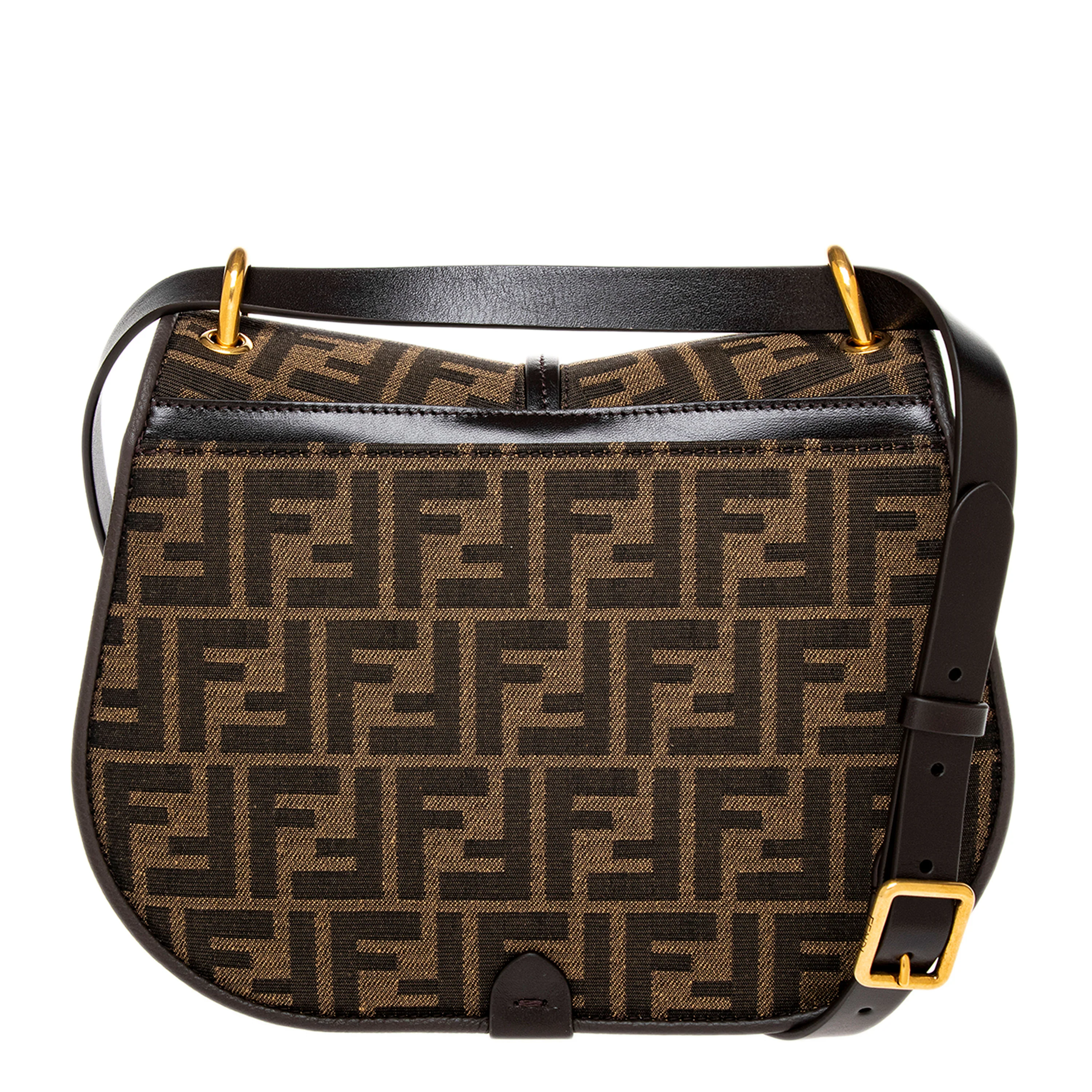 Brown Black FF Zucca Jacquard Cmon Medium Satchel - Image 3