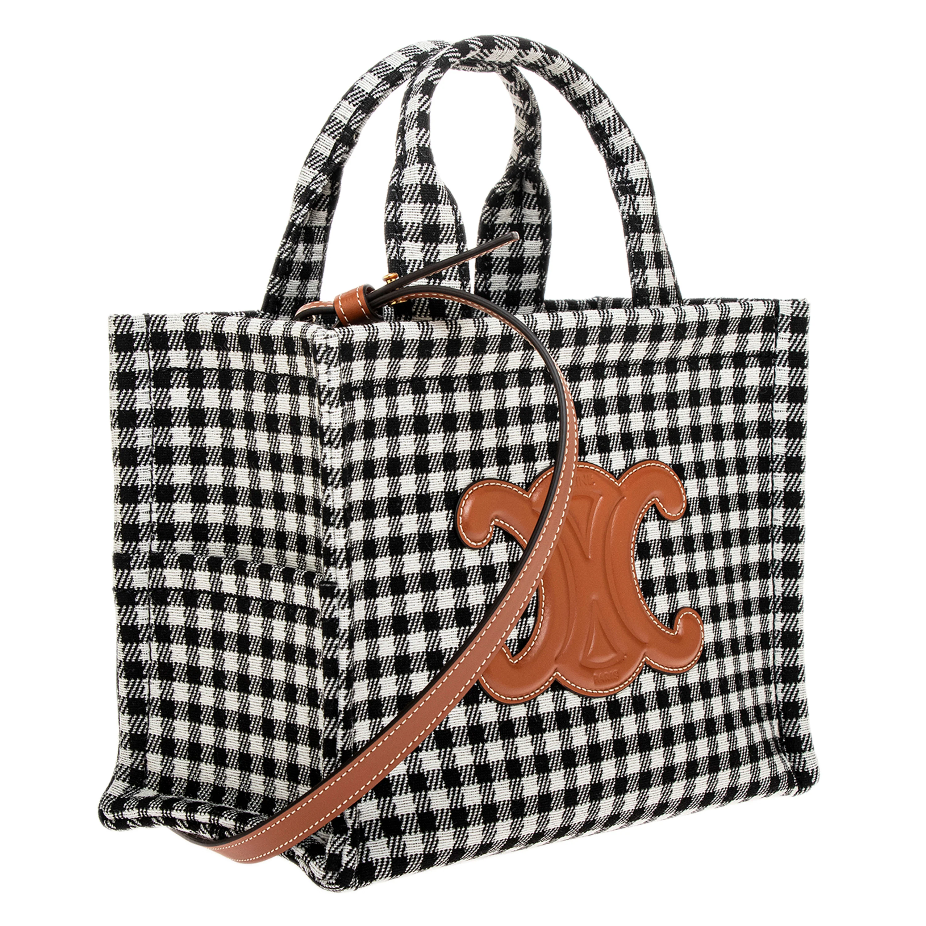 Black White Canvas Small Triomphe Thais Cabas Tote - Image 2