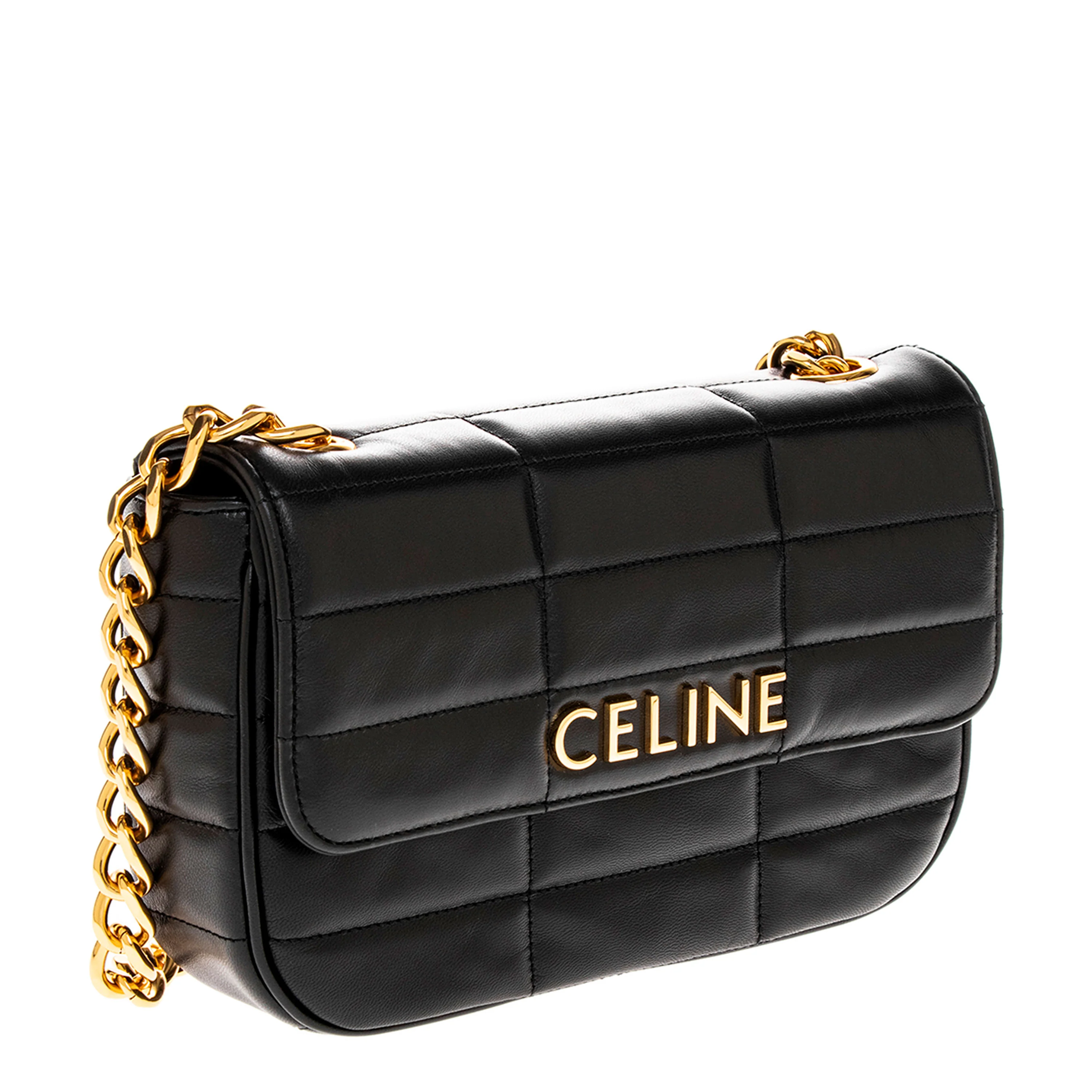 Black Matelasse Quilted Goatskin Chain Shoulder Bag - Image 2