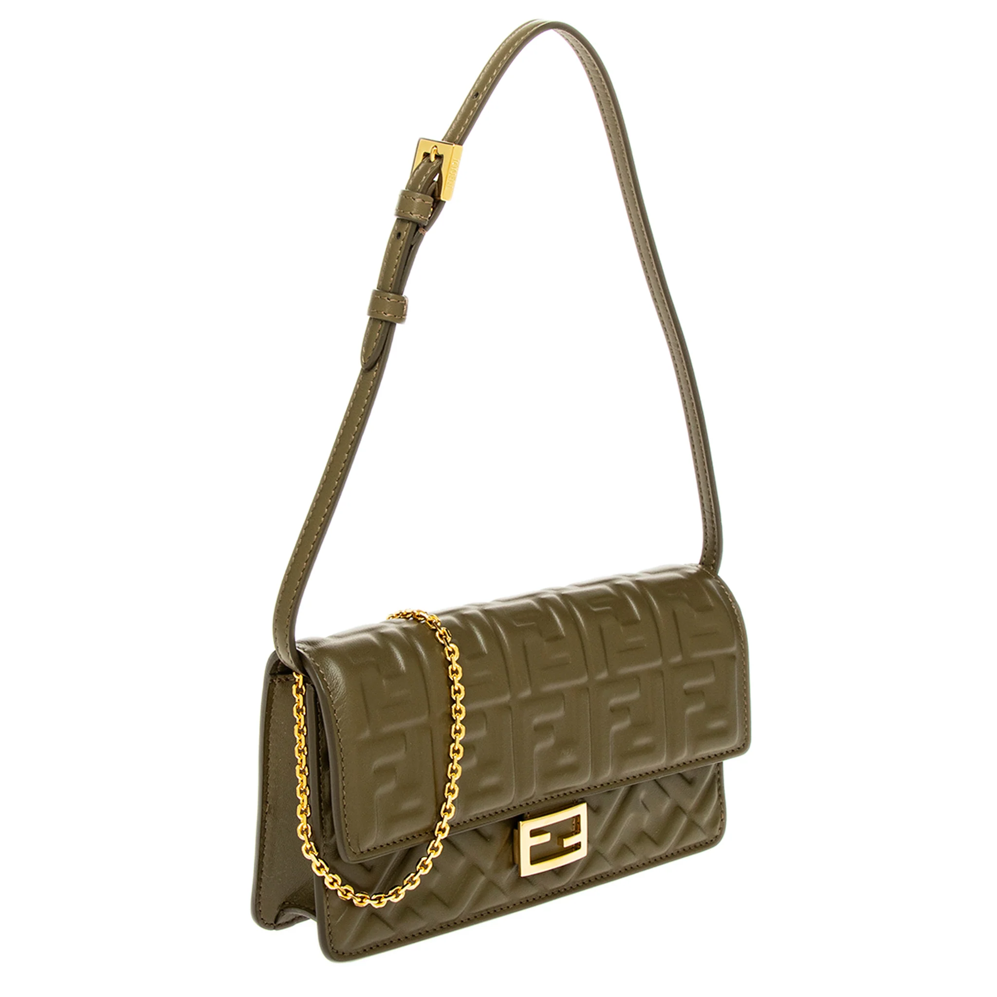 Green FF Nappa Wallet On Chain Baguette - Image 2