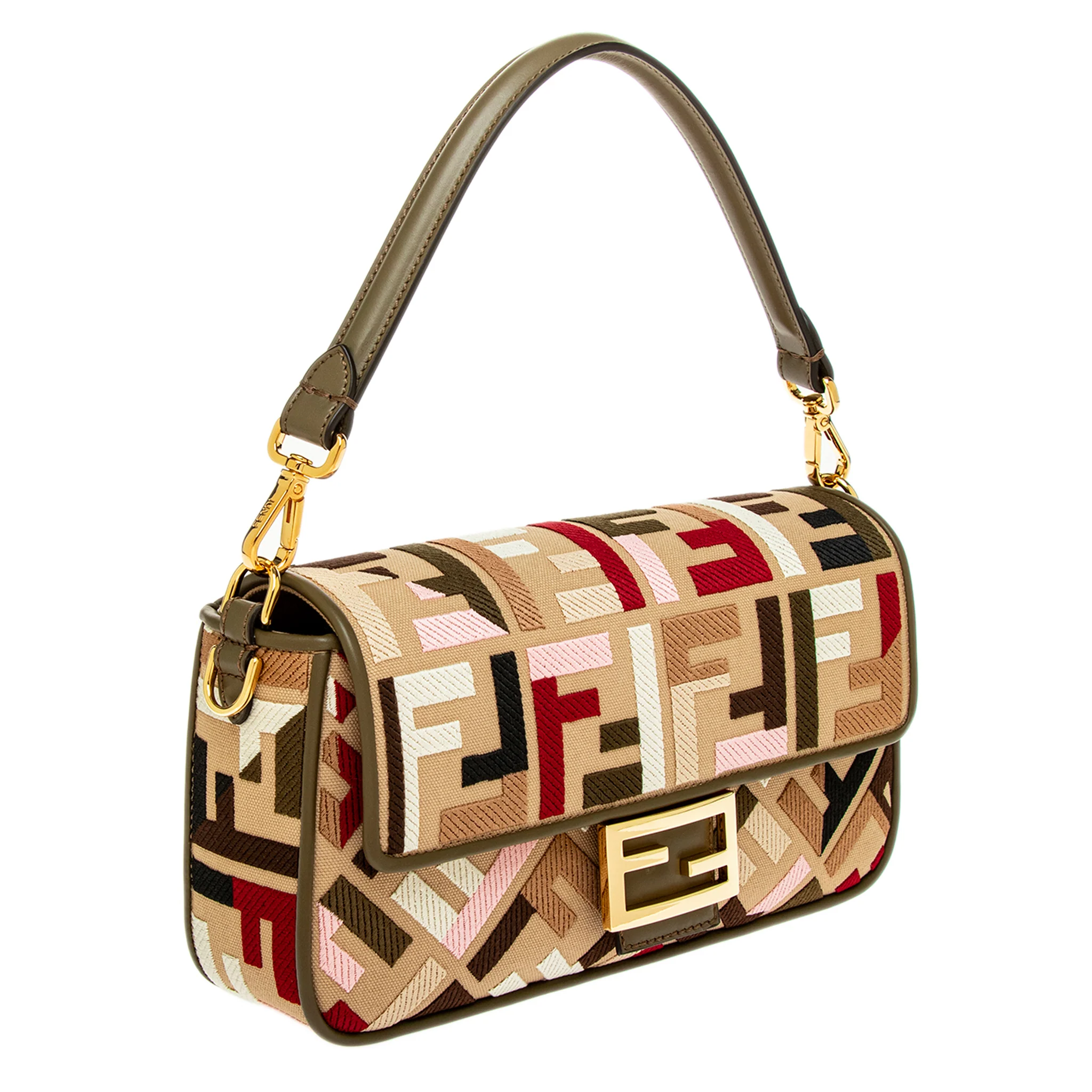 Multicolor FF Embroidery Canvas Medium Baguette - Image 2