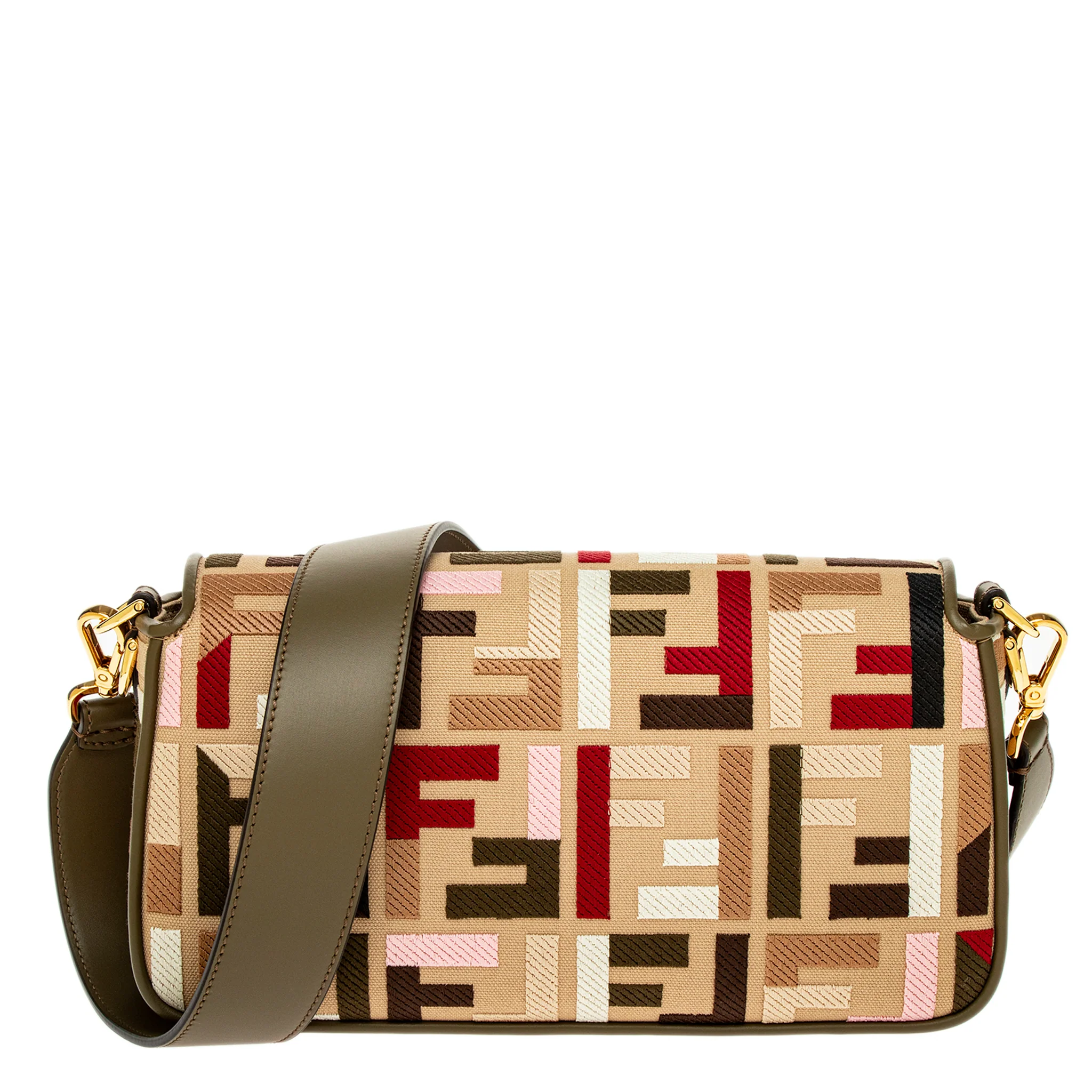 Multicolor FF Embroidery Canvas Medium Baguette - Image 3
