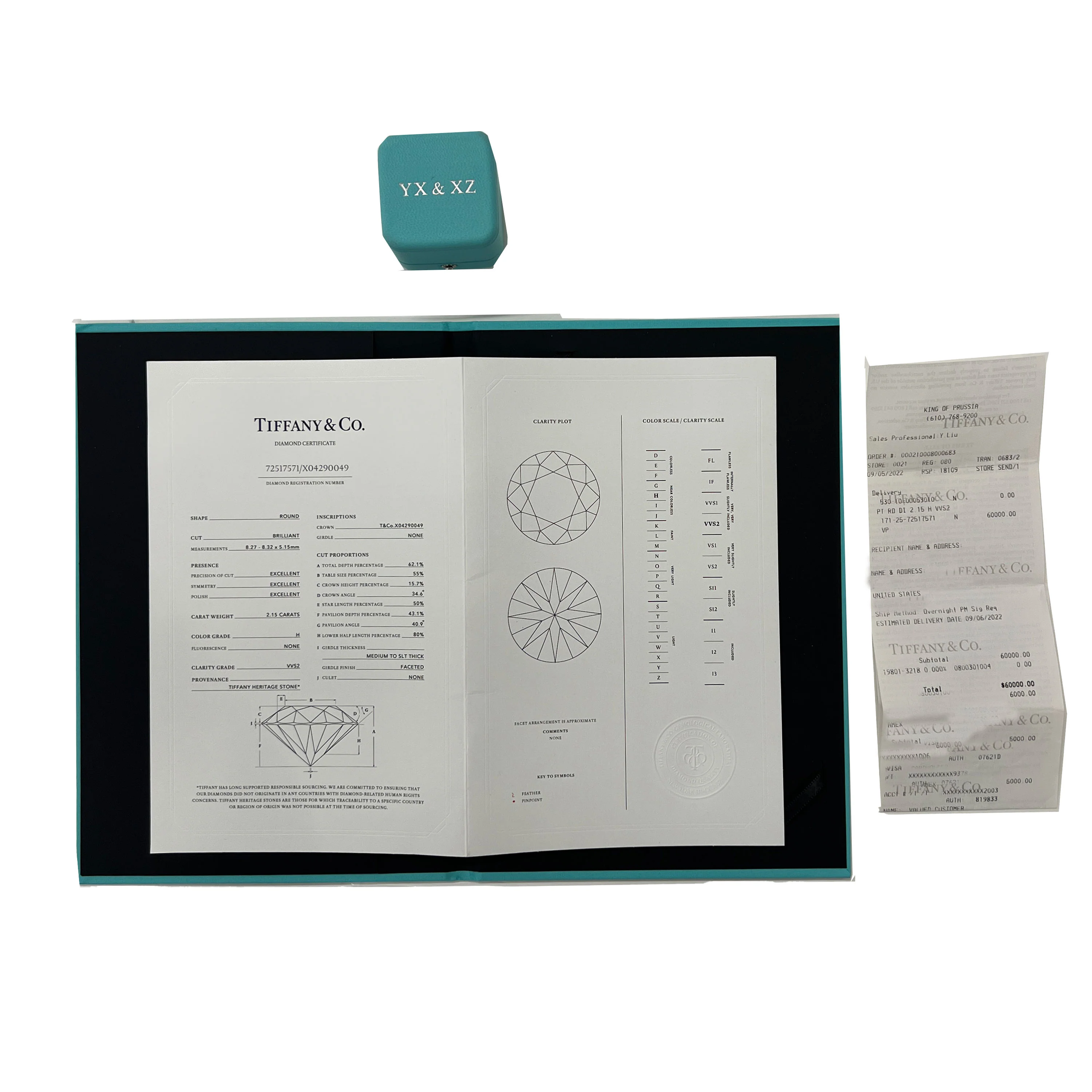 Tiffany Solitaire Engagement Ring in Platinum H VVS2 2.15 CTW - Image 5