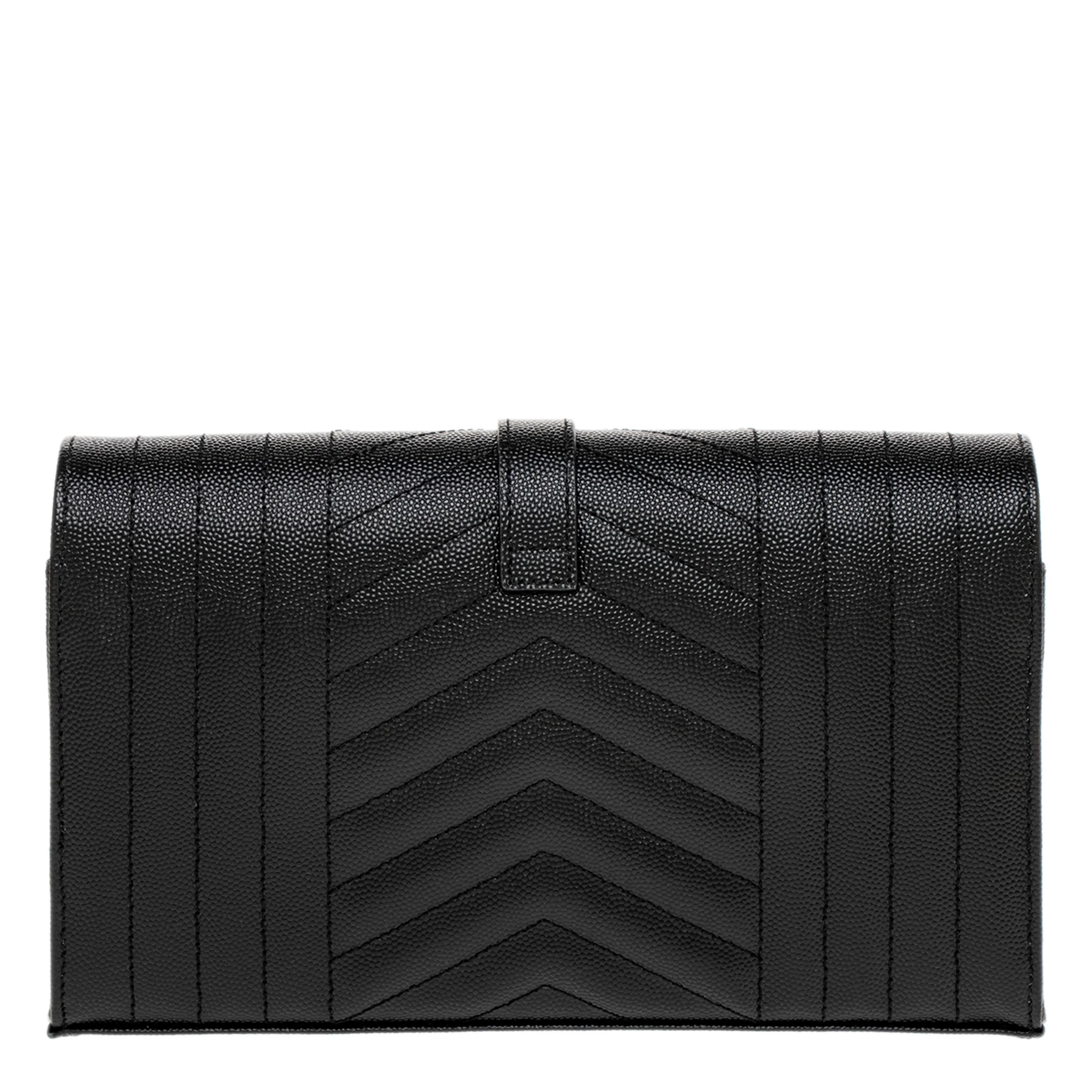 Black Grain De Poudre Envelope Chain Wallet - Image 2