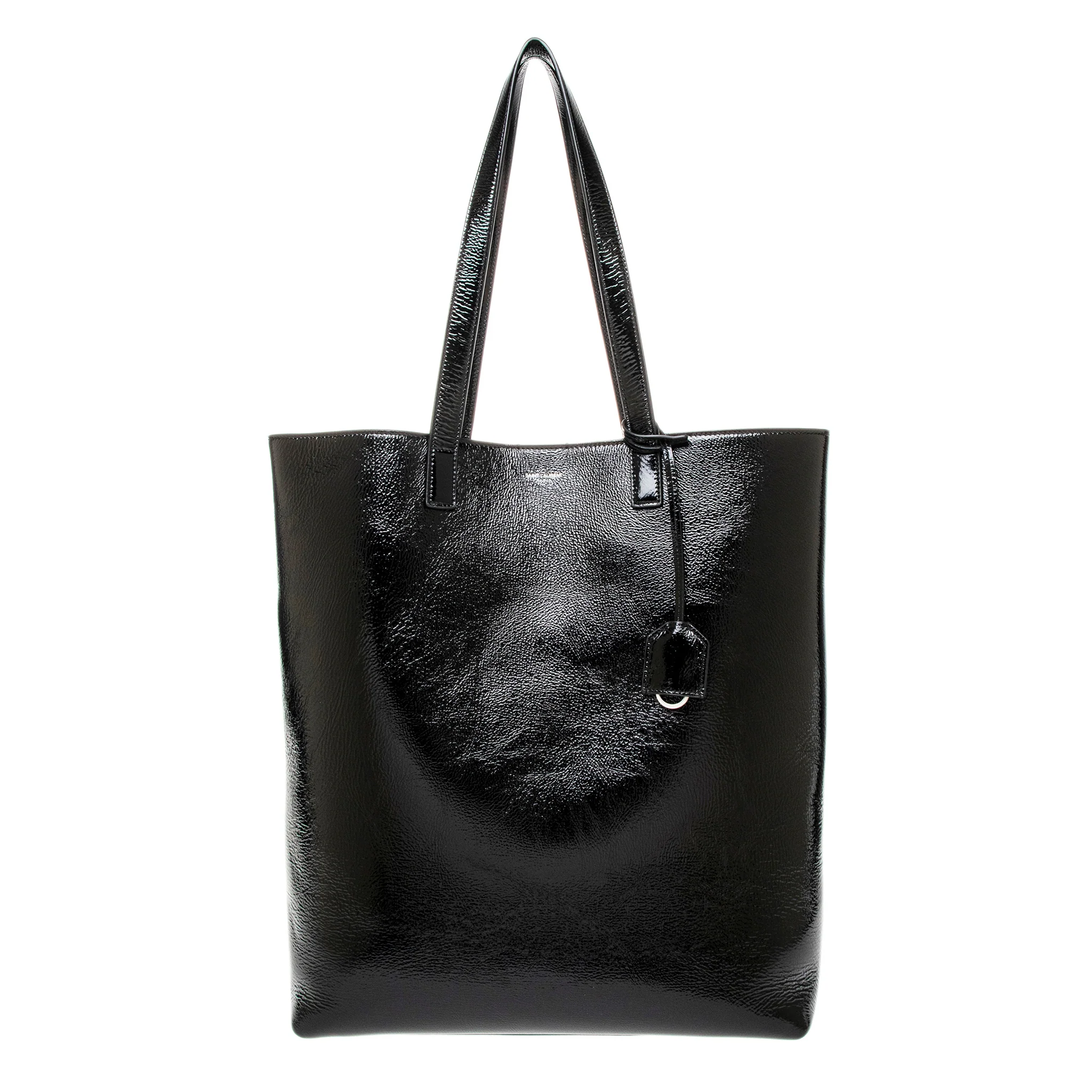 Black Crinkled Leather Bold Shopping Bag - Image 3