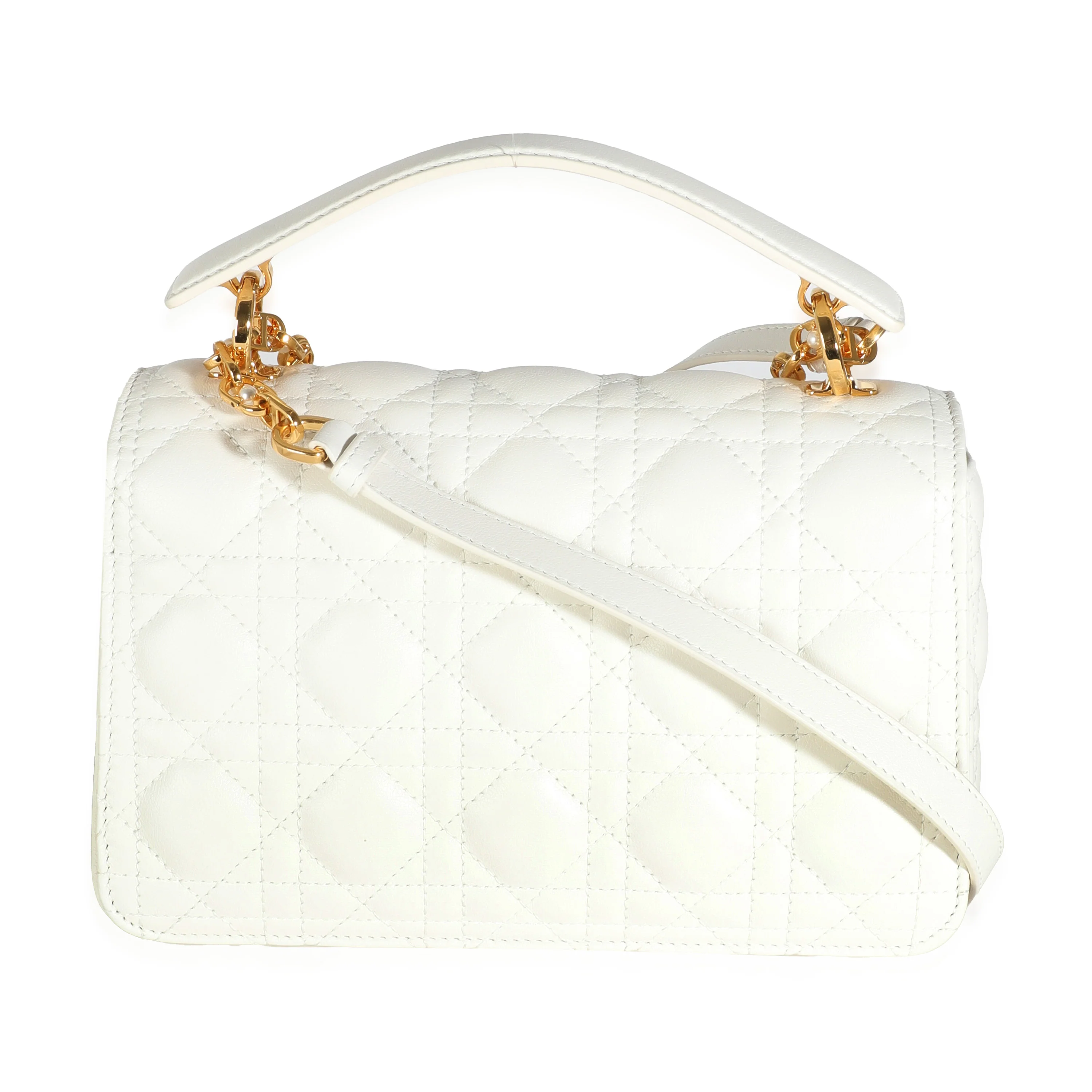 Latte Lambskin Cannage Small Jolie Top Handle Bag - Image 4