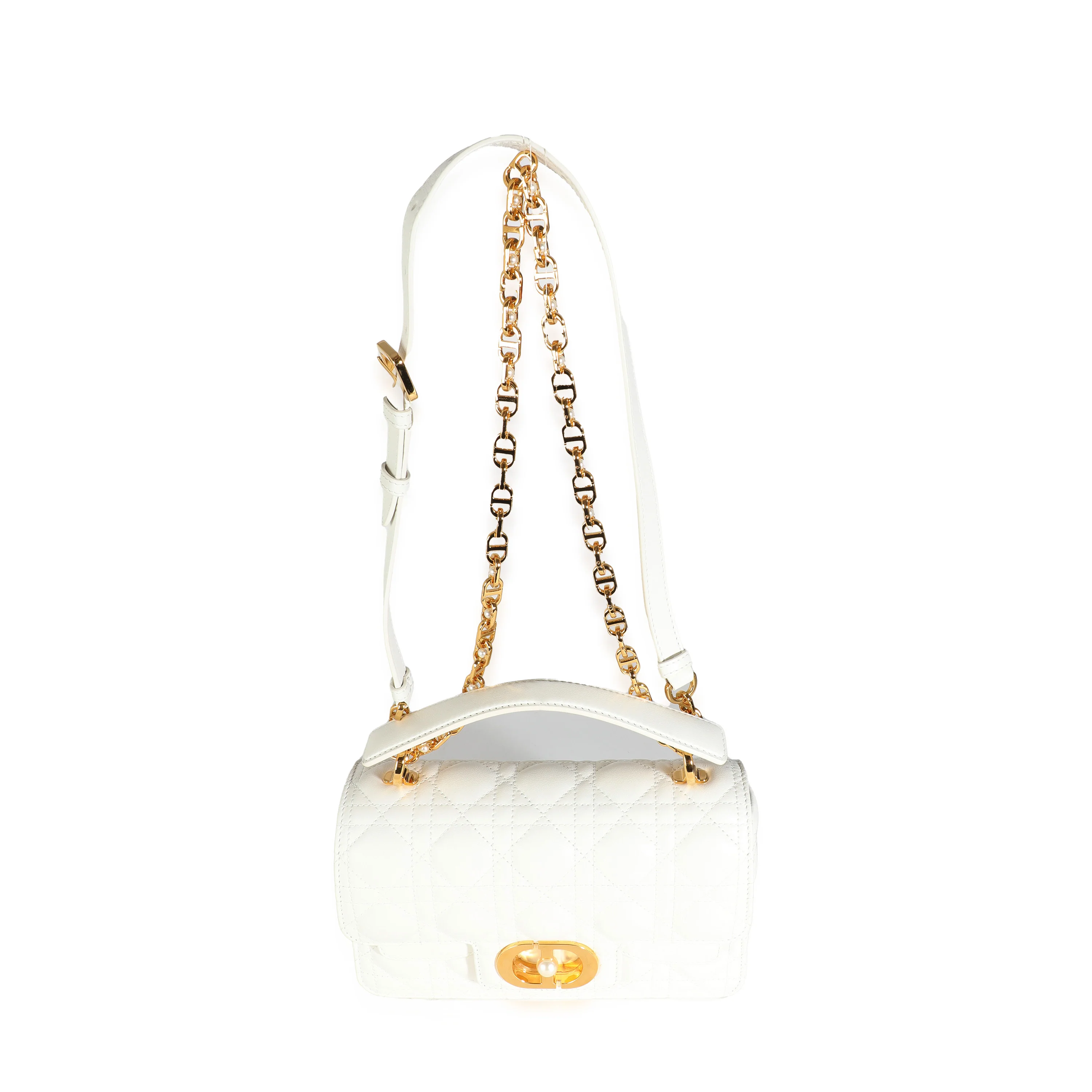Latte Lambskin Cannage Small Jolie Top Handle Bag - Image 9