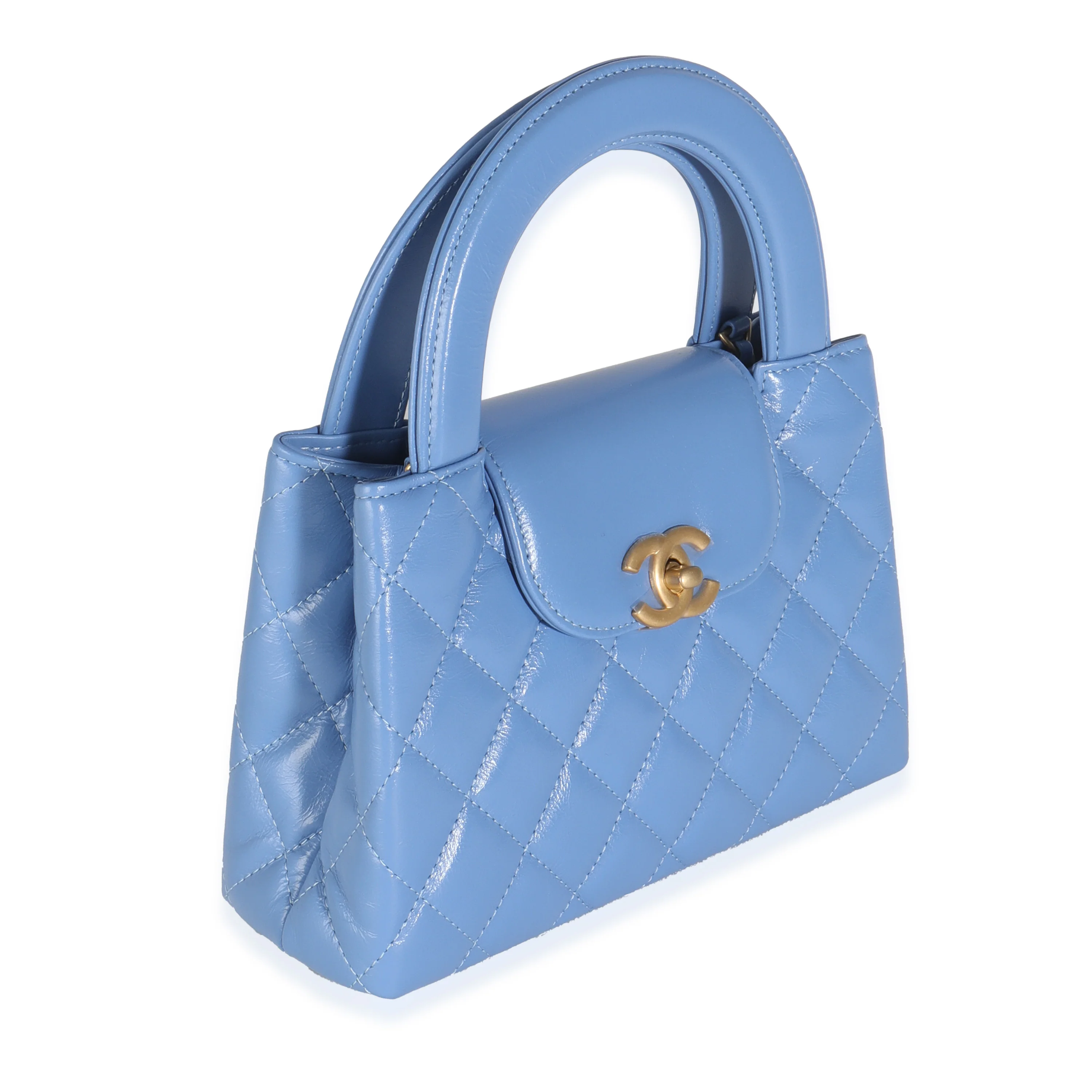 25C Navy Shiny Quilted Aged Calfskin Nano Kelly - Image 3