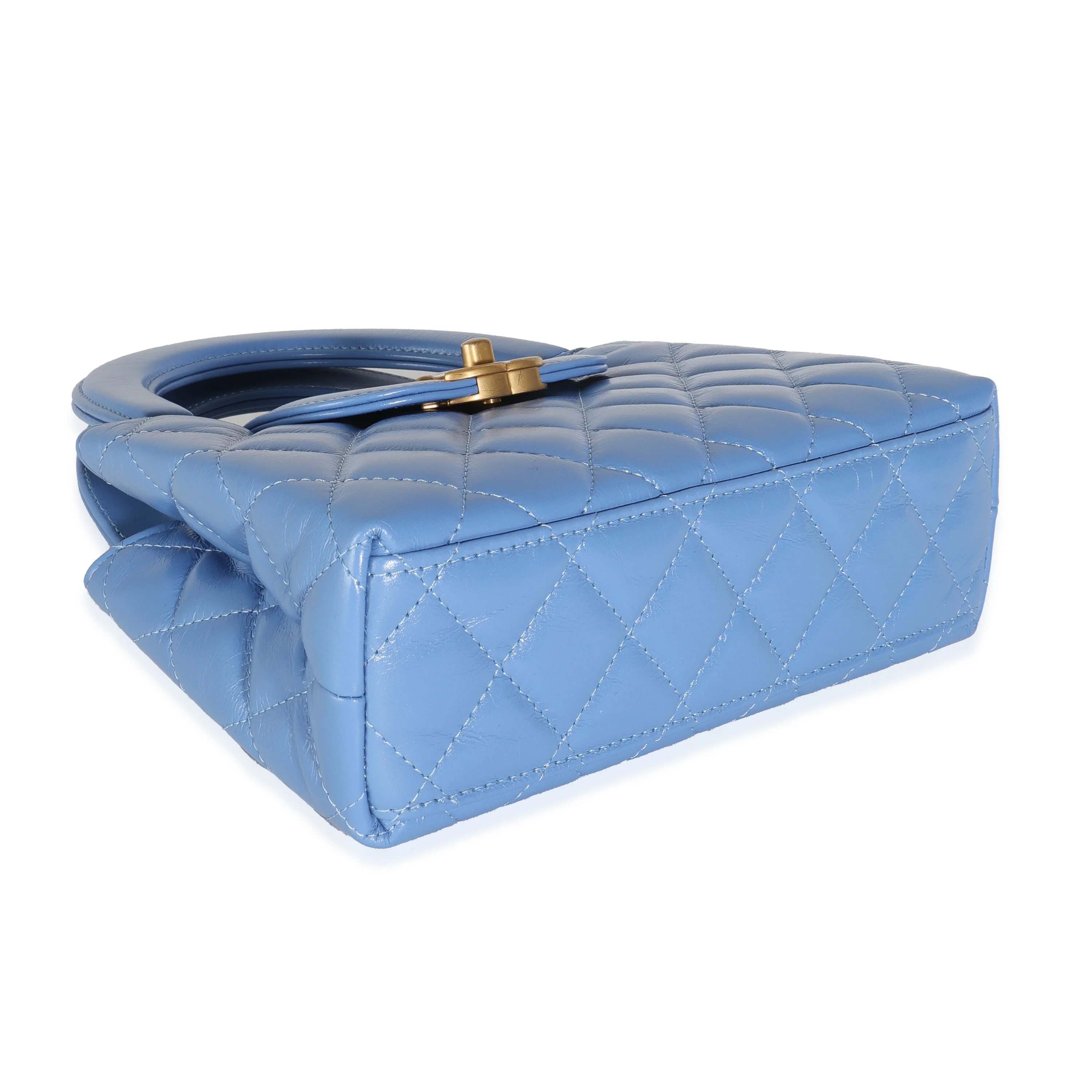 25C Navy Shiny Quilted Aged Calfskin Nano Kelly - Image 6