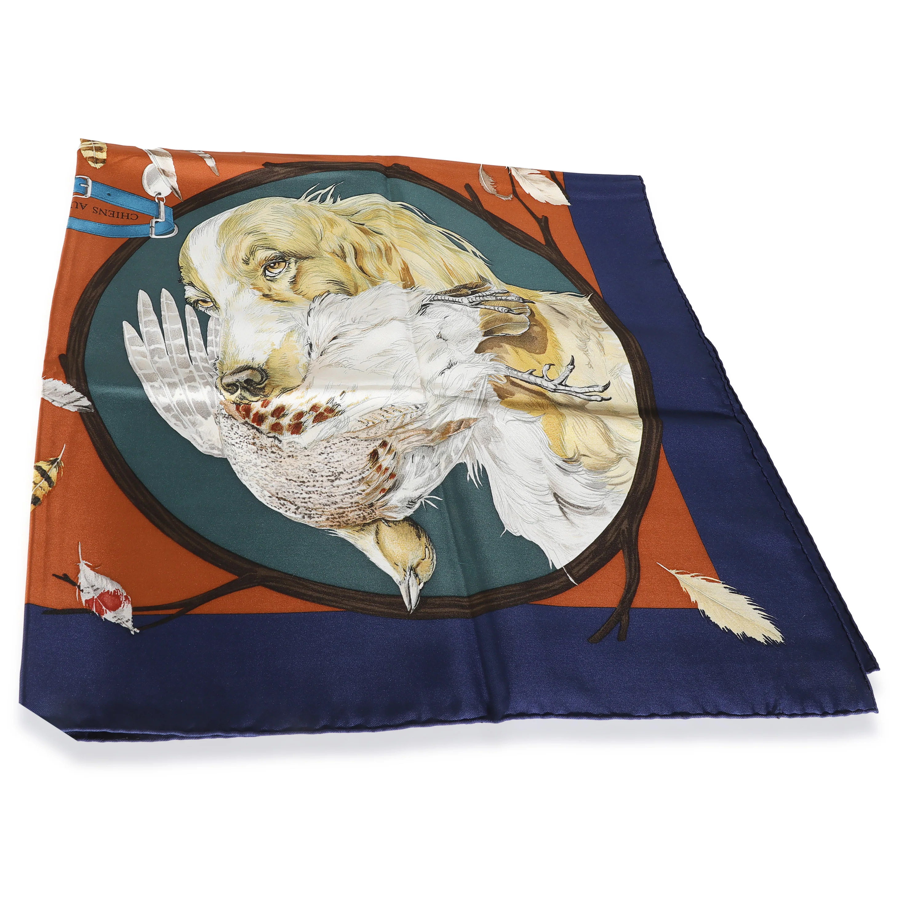 Navy Multicolor Silk Chien Au Rapport Scarf 90 - Image 3