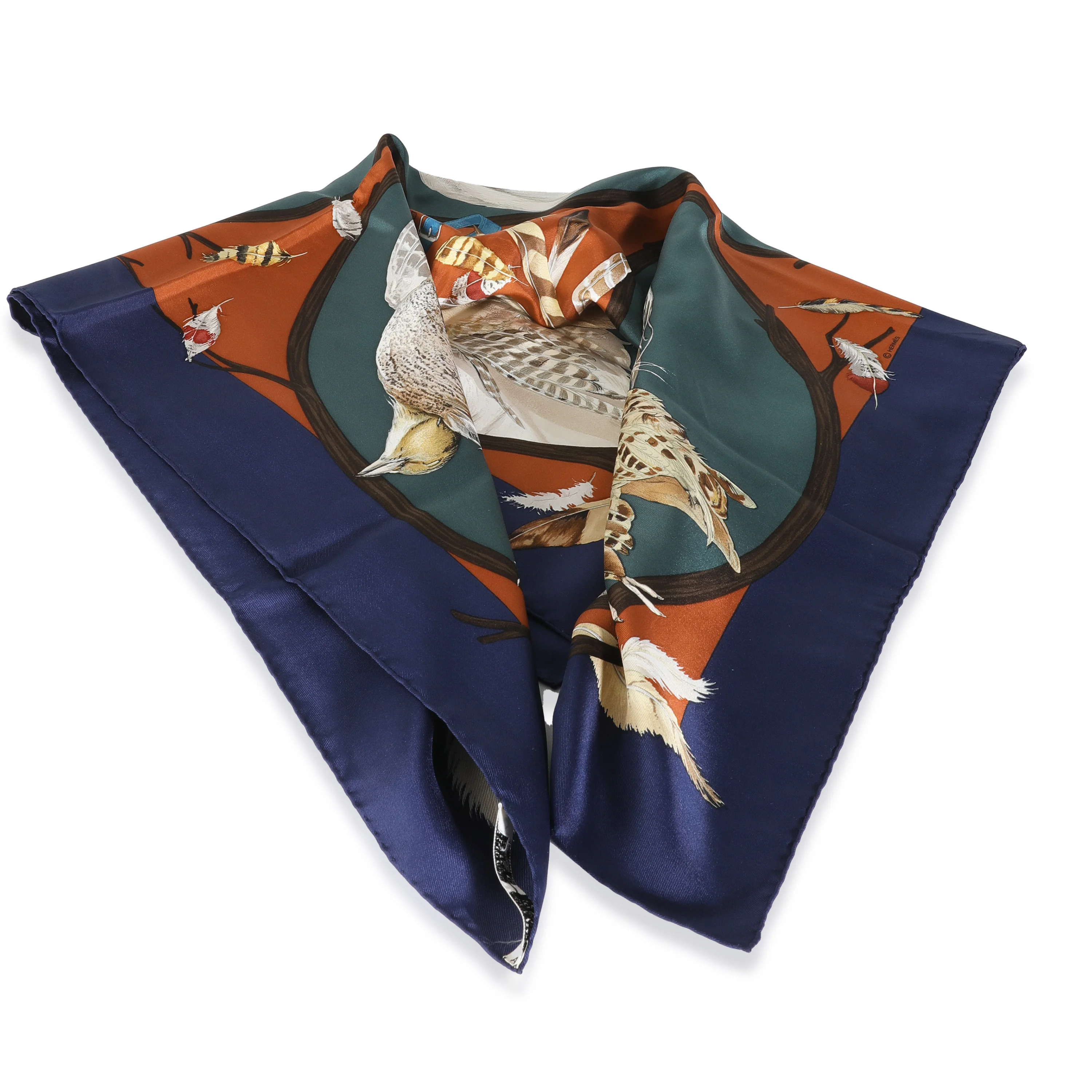 Navy Multicolor Silk Chien Au Rapport Scarf 90 - Image 5